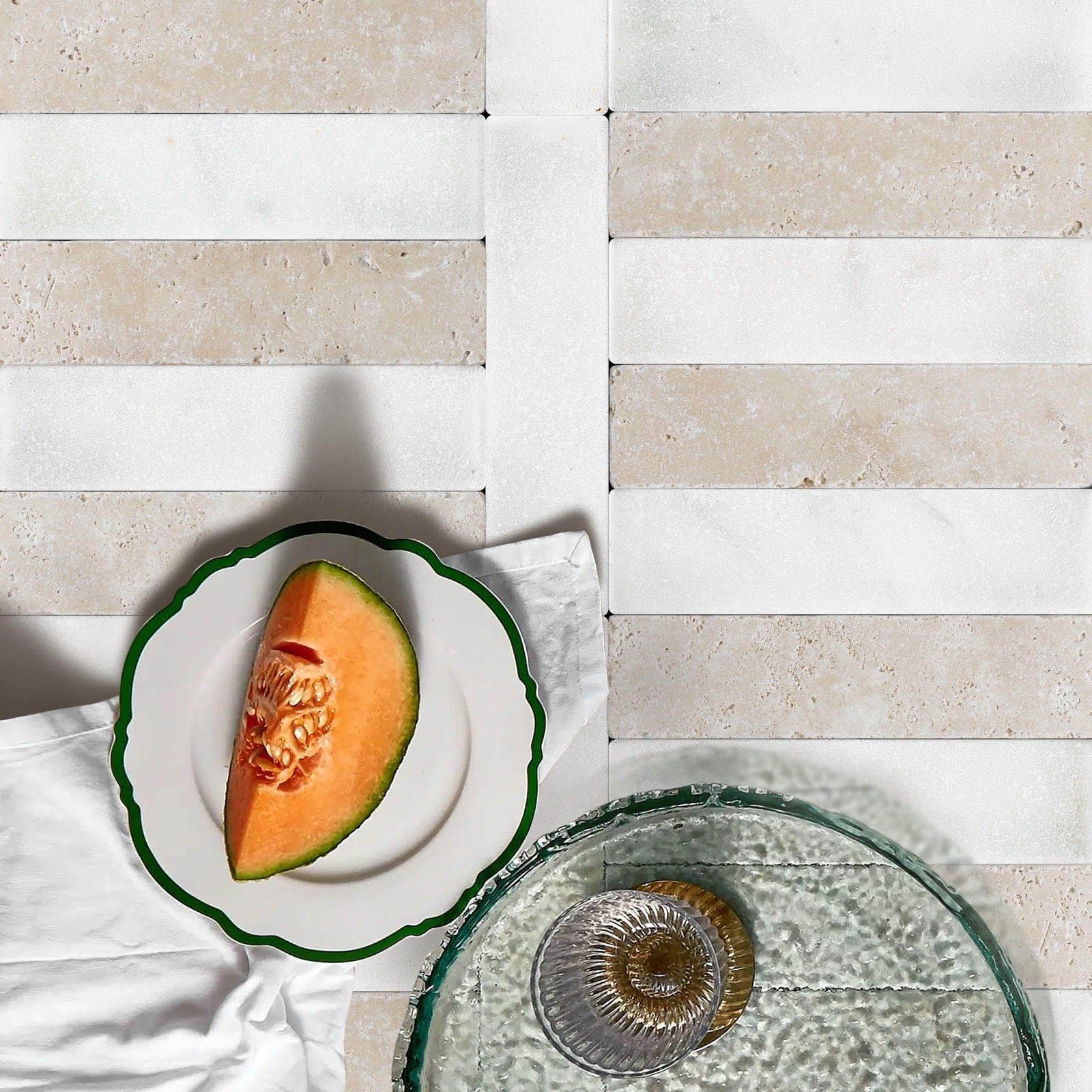 THASSOS WHITE: Field Tile (2"×8"×3/8" | tumbled)