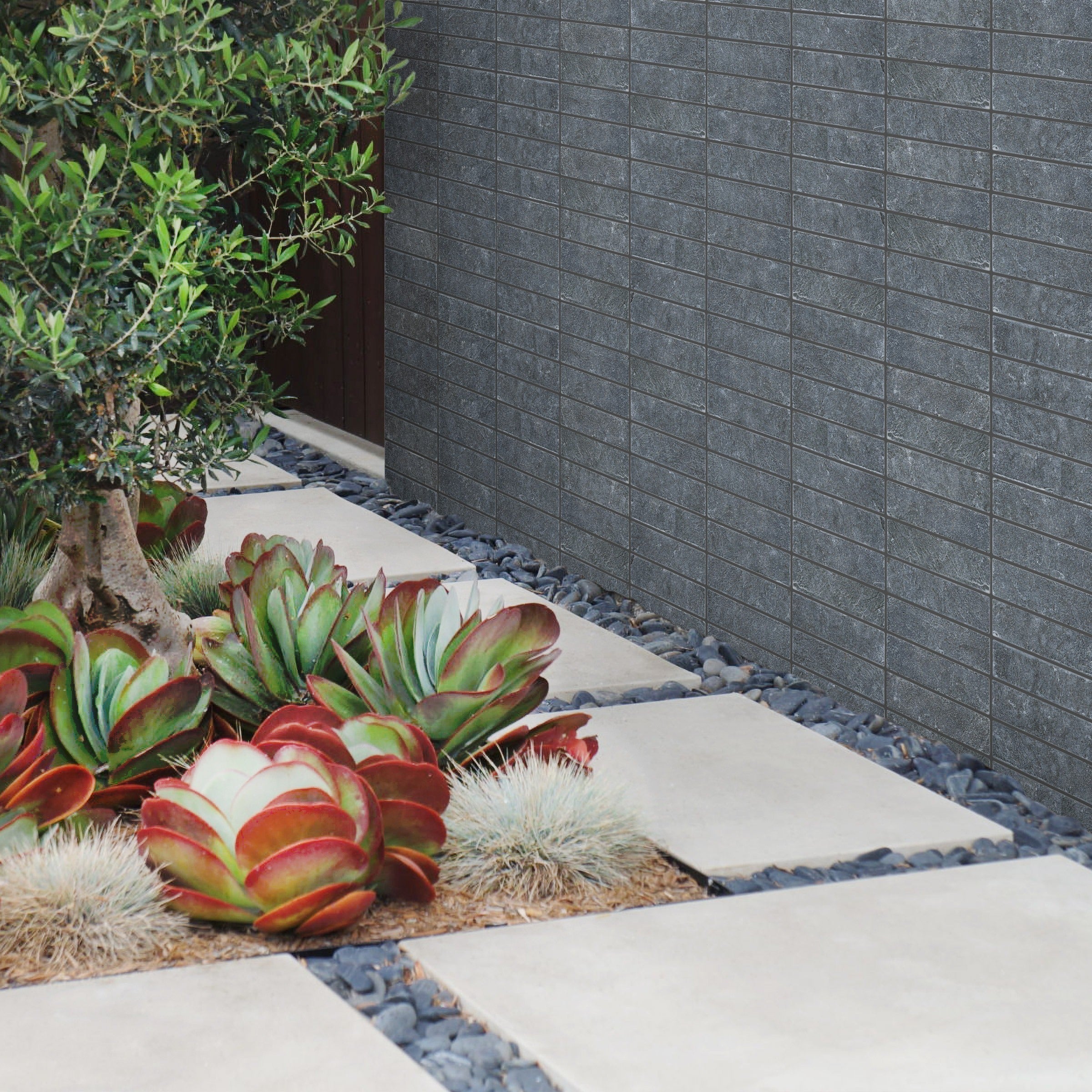 LIME BLACK: Field Tile (2"×8"×3/8" | tumbled)