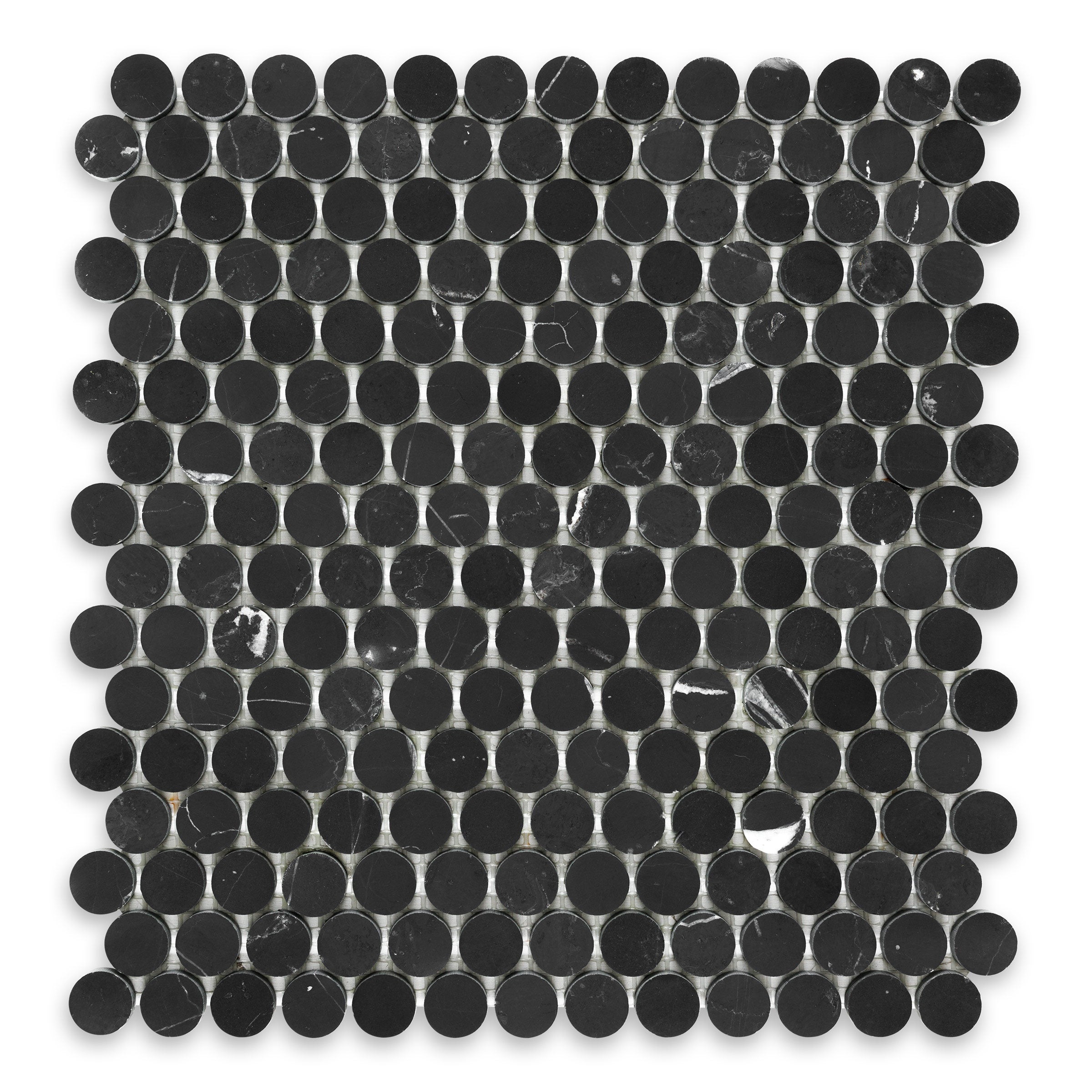 NEGRO MARQUINA: Penny Round Mosaic (11 1/8"×11 7/8"×3/8" | honed)
