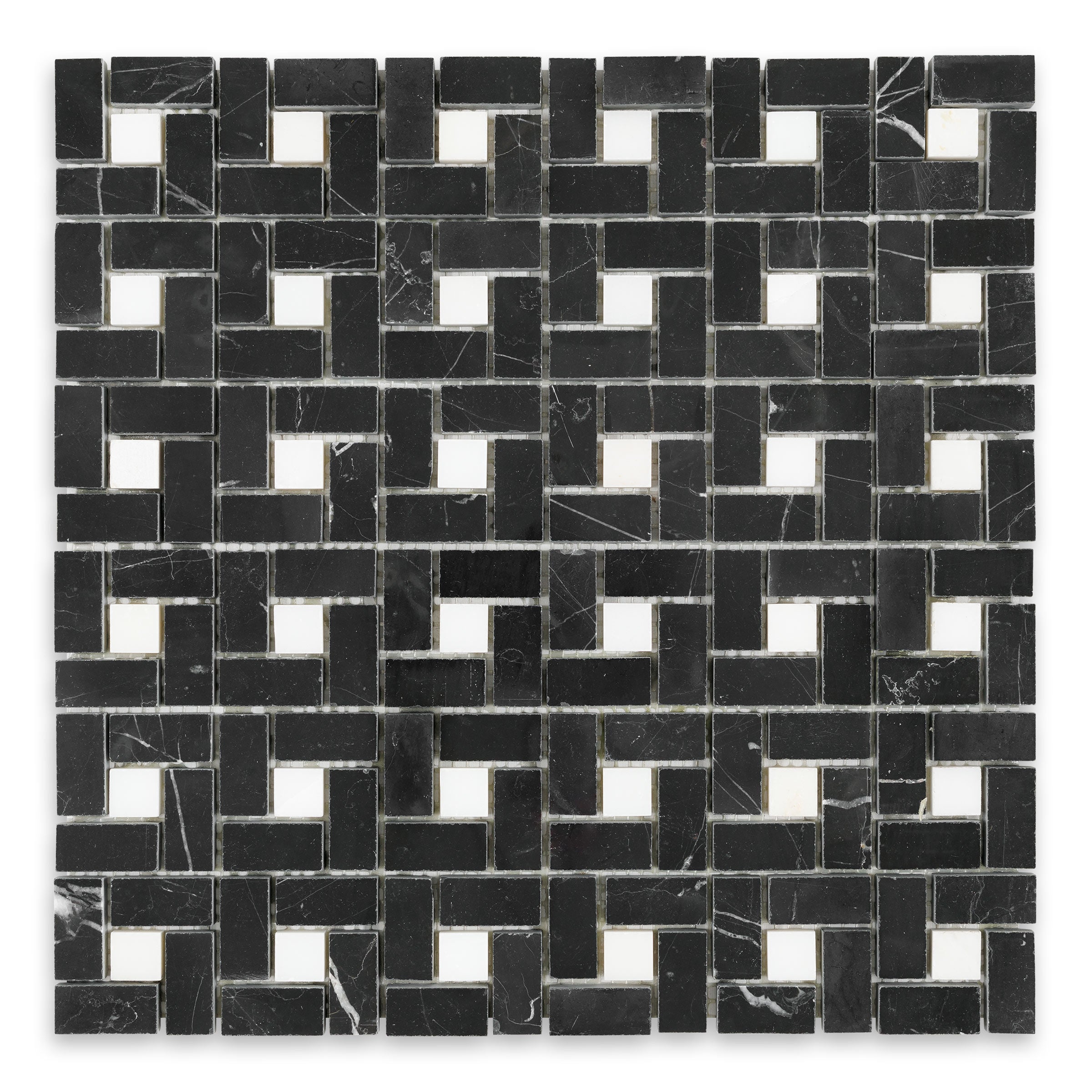 NEGRO MARQUINA: Pinwheel Mosaic (12"×12"×3/8" | honed)