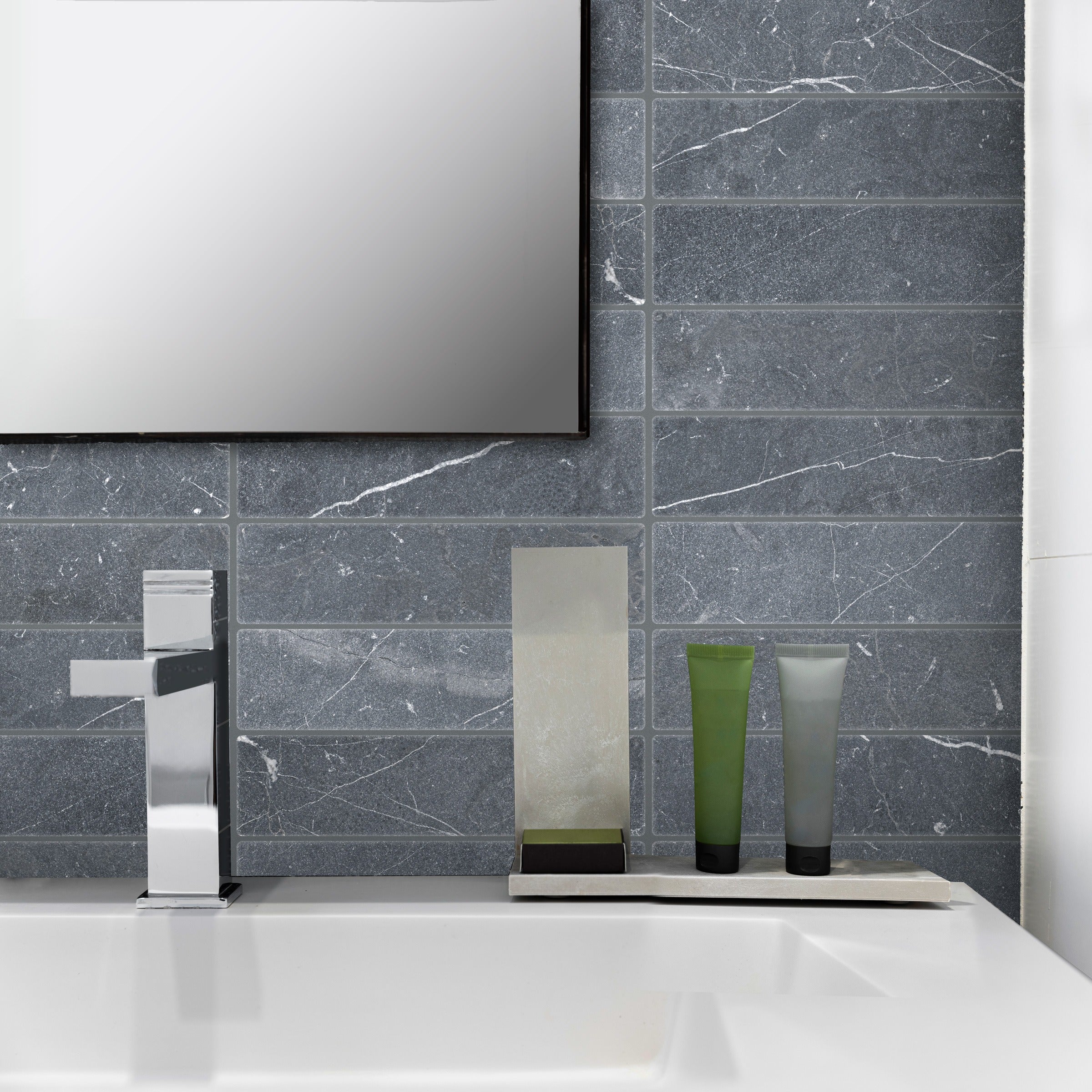 NEGRO MARQUINA: Field Tile (2"×8"×3/8" | tumbled)