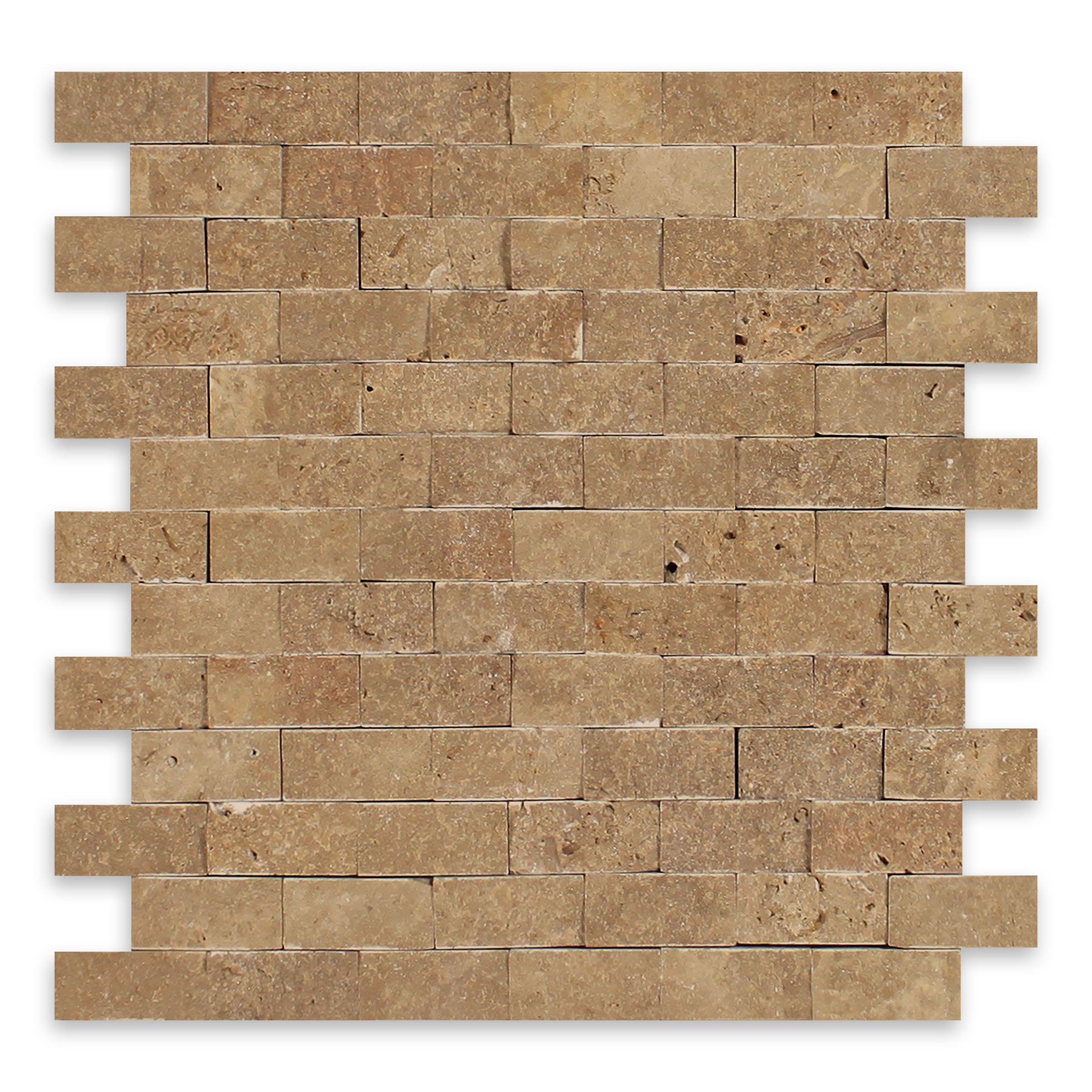 NOCE PREMIUM: 1" x 2" Brick Offset Mosaic (12"×12"×3/8" | split-face)