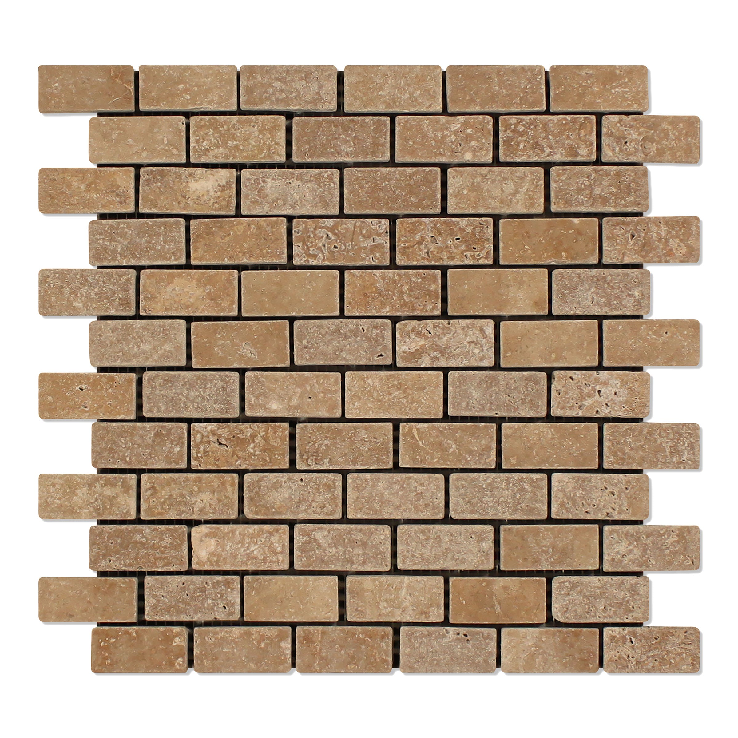 NOCE PREMIUM: 1" x 2" Brick Offset Mosaic (12"×12"×3/8" | tumbled)