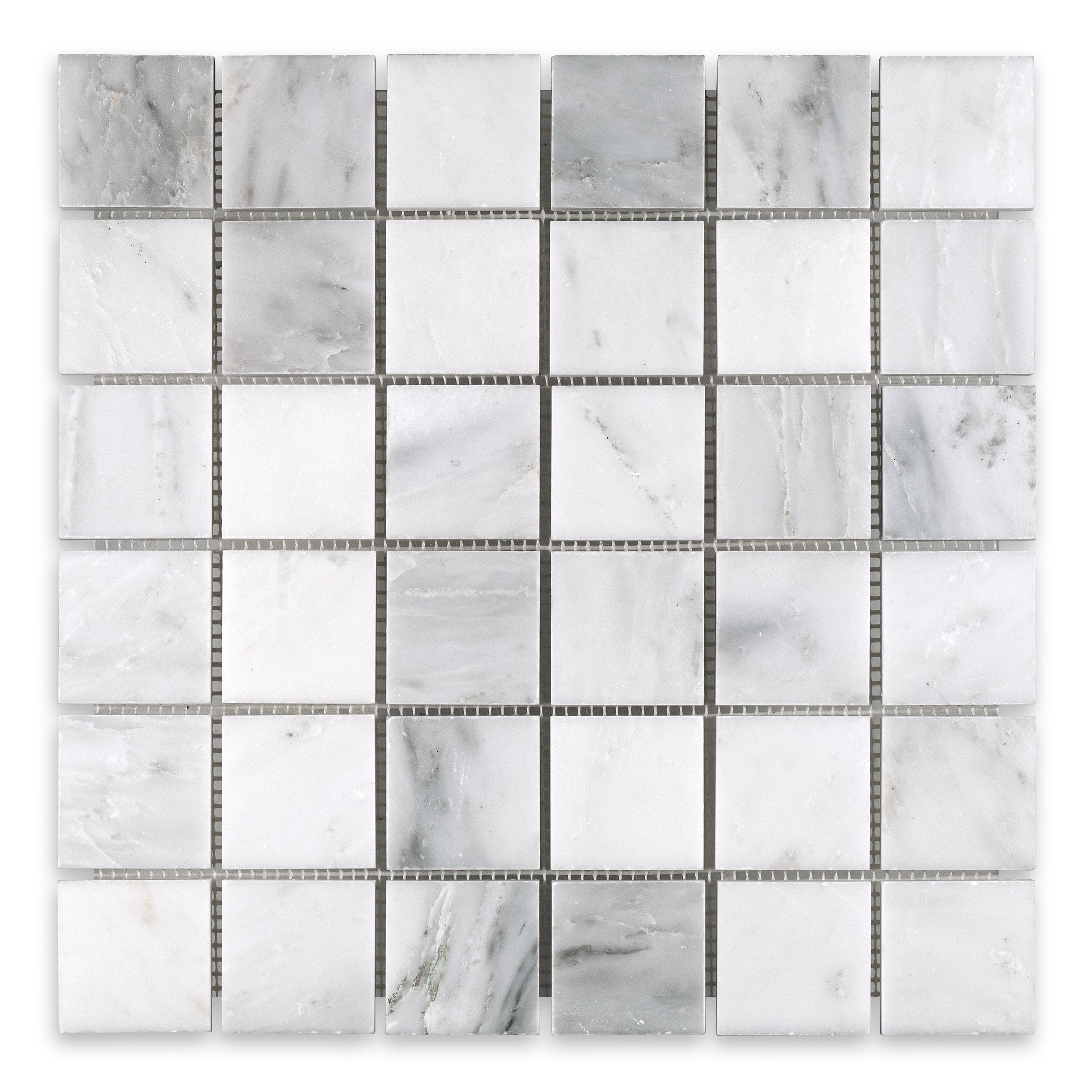 ORIENTAL WHITE: 2" Straight Stack Mosaic (12"×12"×3/8" | polished)