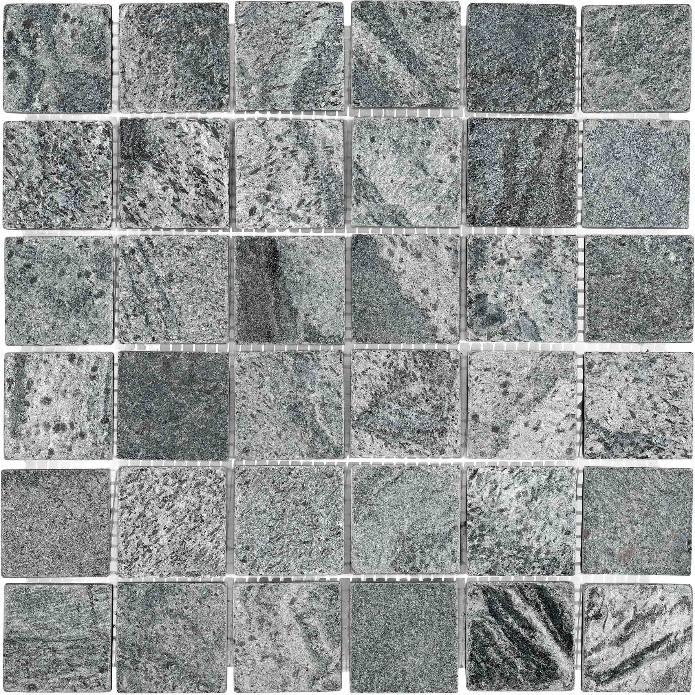 OSTRICH GREY: 2" Straight Stack Mosaic (11 3/4"×11 3/4"×3/8" | tumbled)