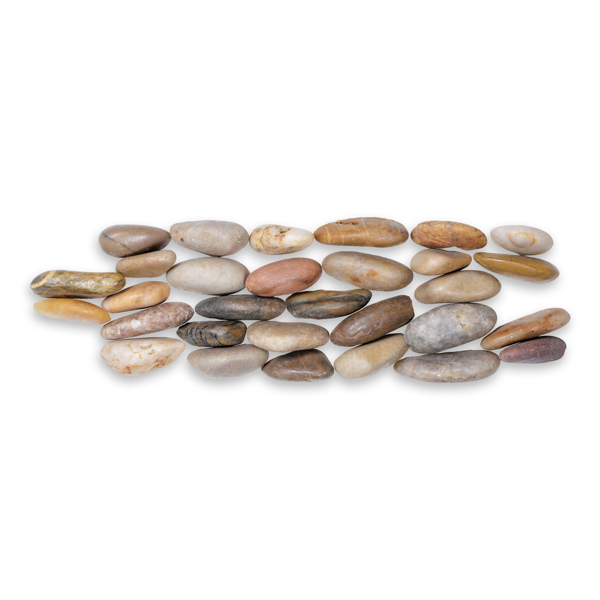 PEBBLE TILES: Standing Mosaic (4"×12"×3/4"–1" | polished)