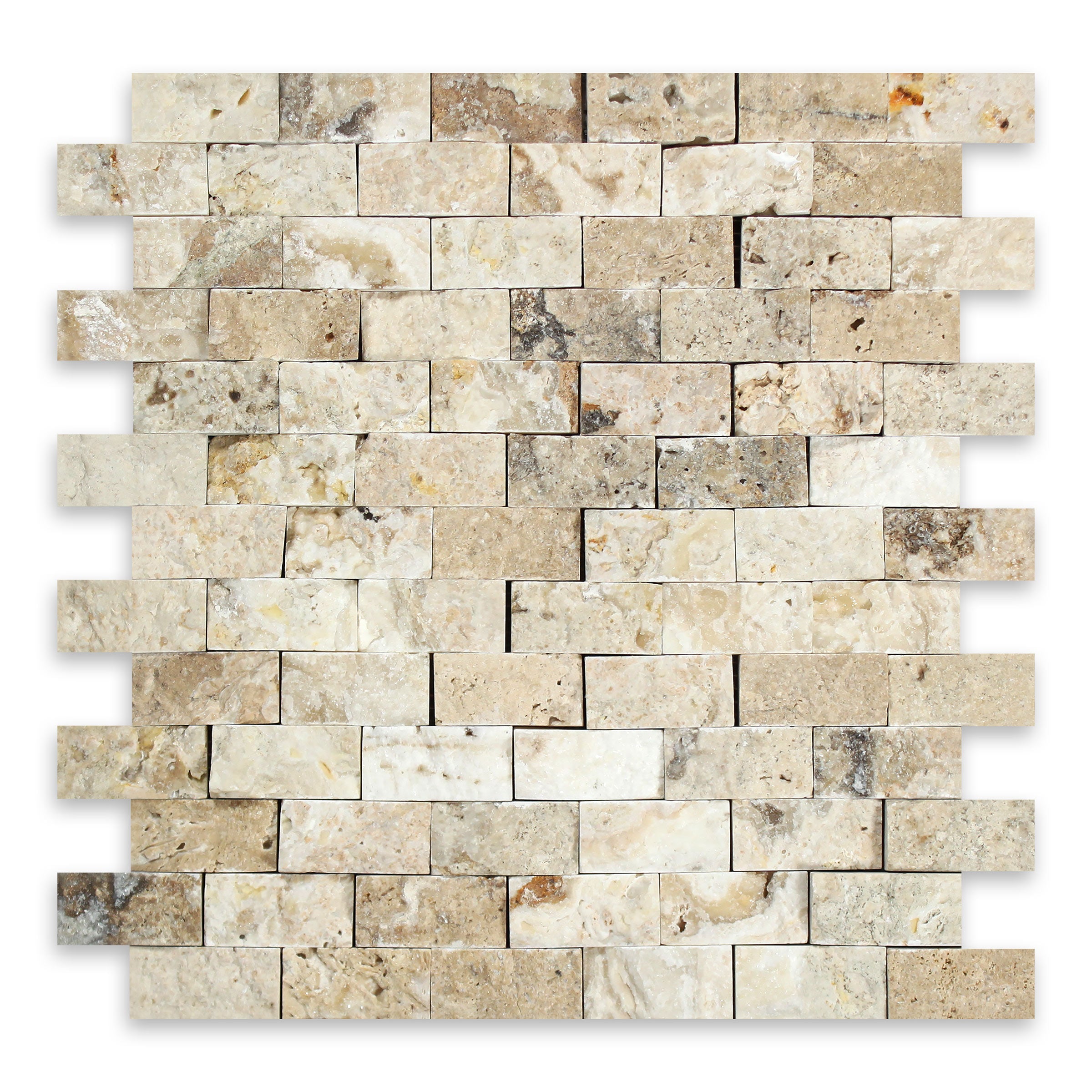 PHILADELPHIA: 1" x 2" Brick Offset Mosaic (12"×12"×3/8" | split-face)