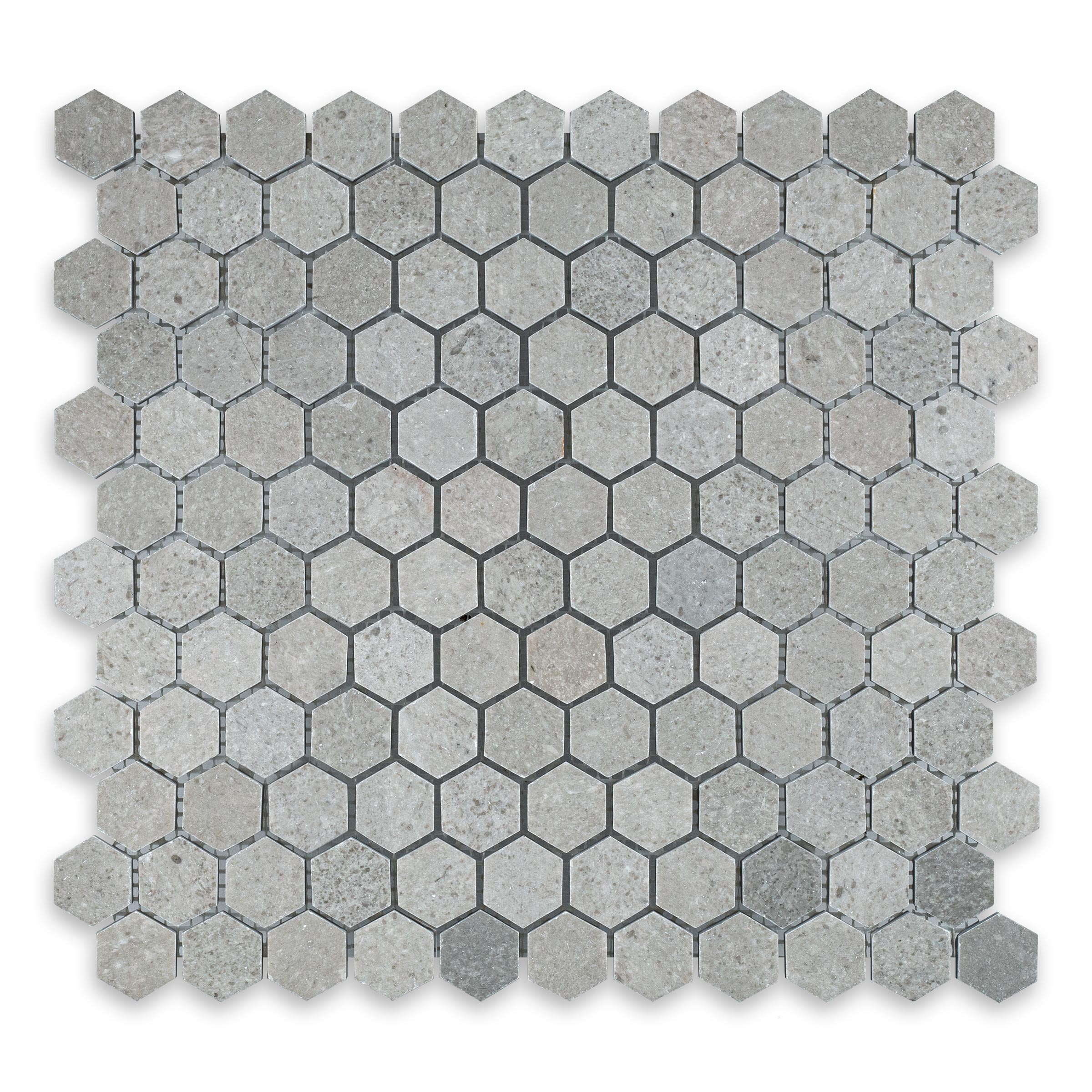 SPANISH GREY: Hexagonal Mosaic (11 1/4"×11 1/2"×3/8" | polished)