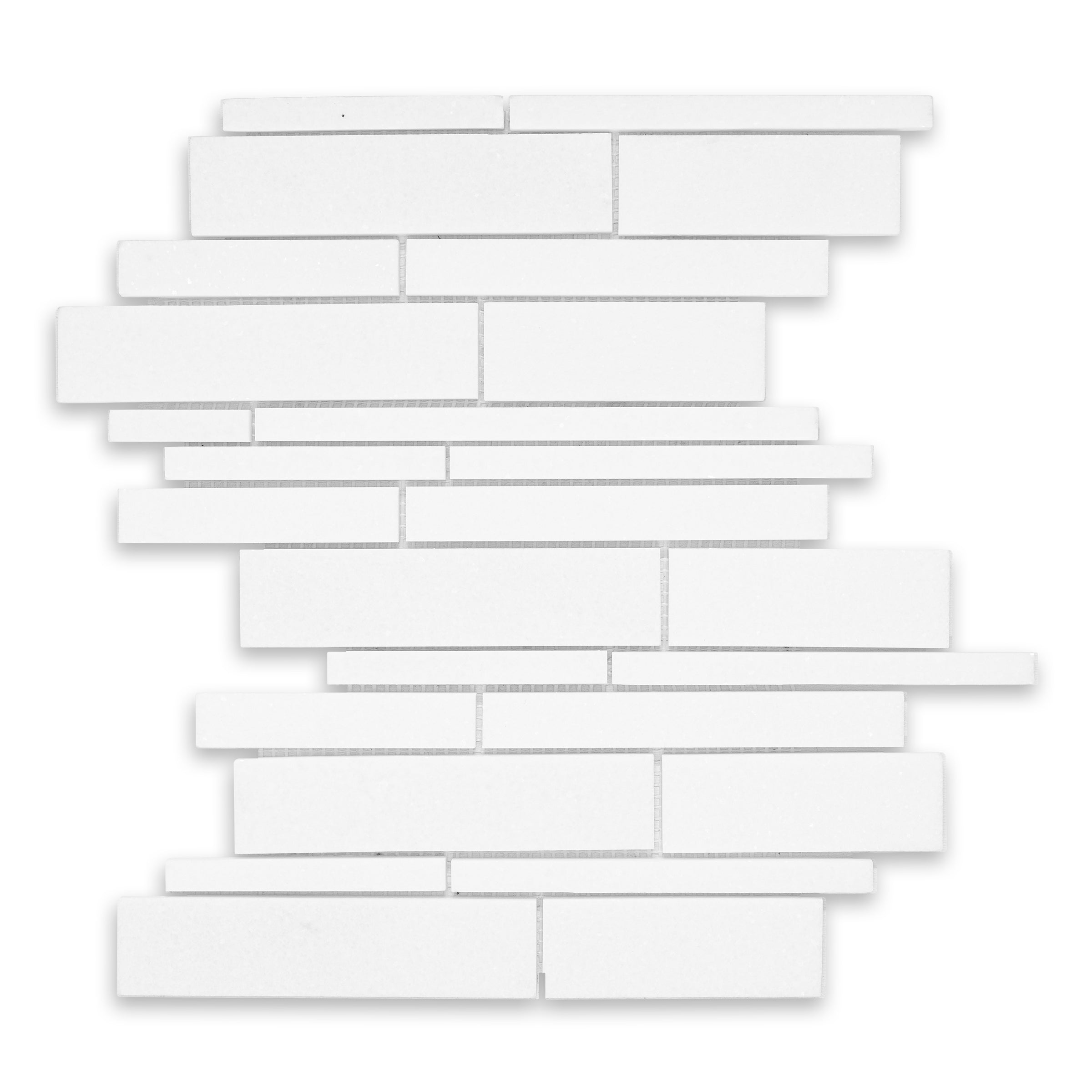 THASSOS WHITE: Random Strip Mosaic (9 7/8"×12 1/2"×3/8" | polished)