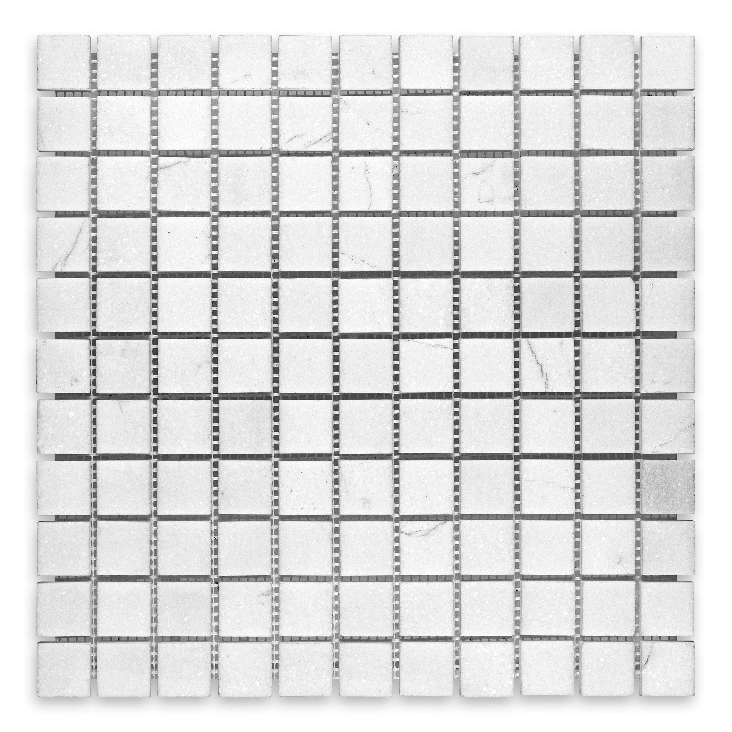 THASSOS WHITE: 1" Straight Stack Mosaic (12"×12"×3/8" | polished)