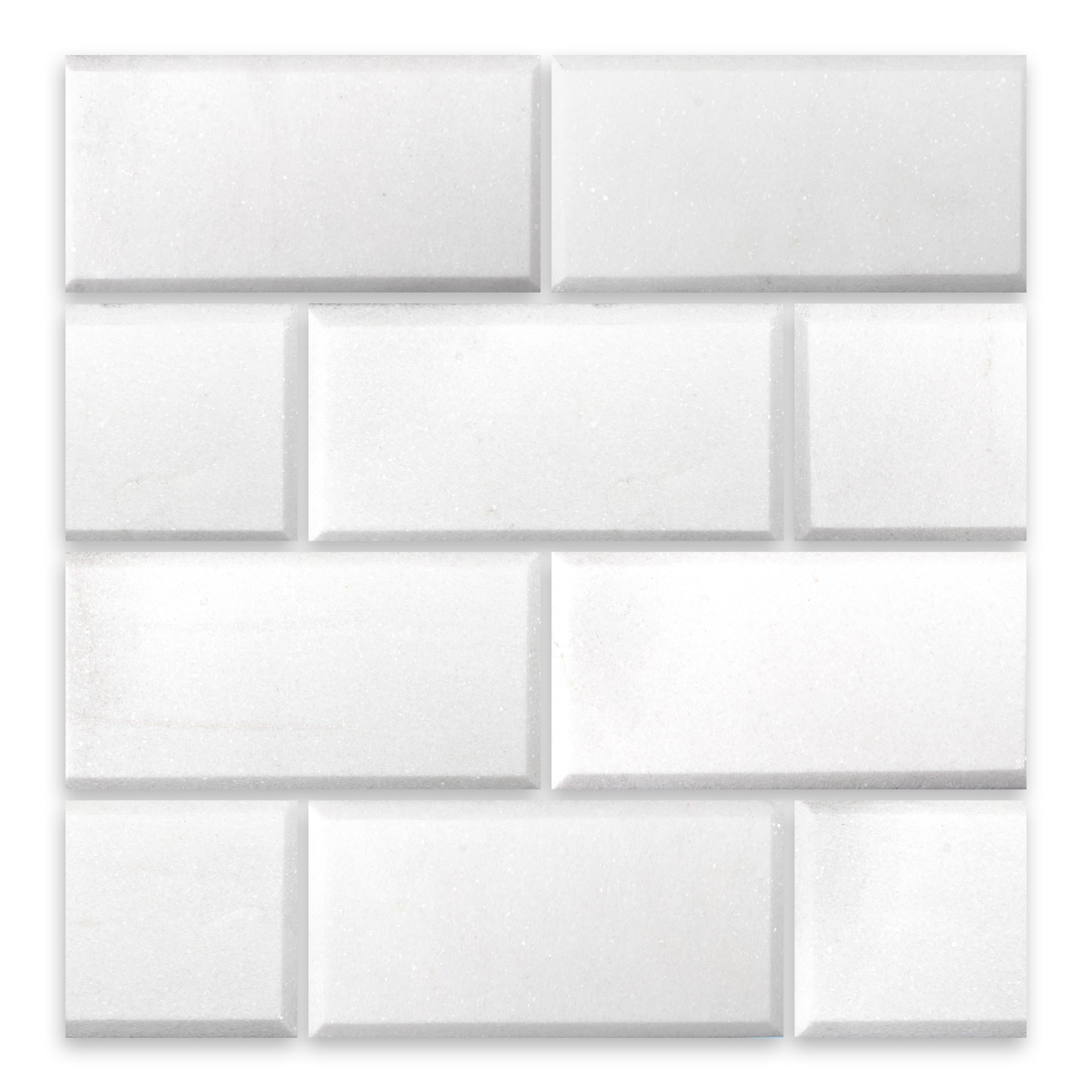 THASSOS WHITE: Beveled Field Tile (3"×6"×3/8" | polished)