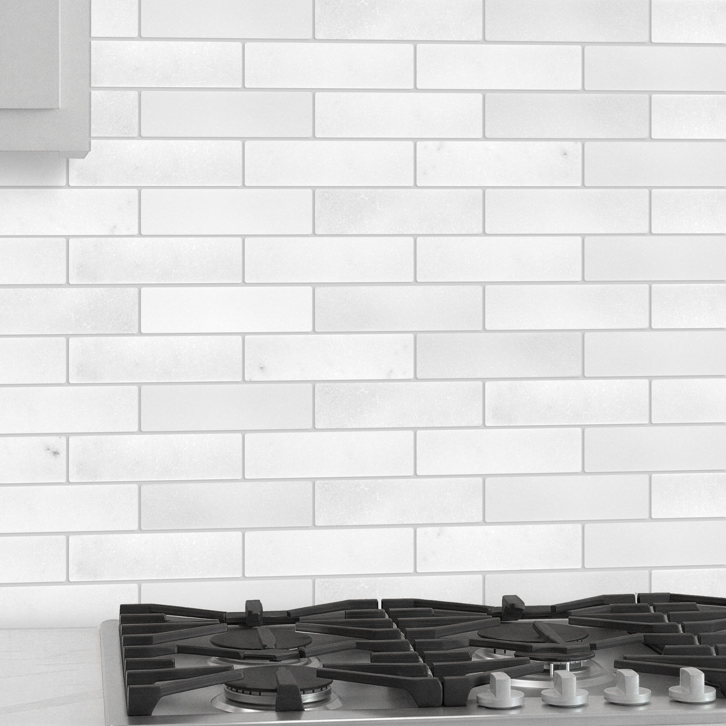 THASSOS WHITE: Field Tile (2"×8"×3/8" | tumbled)