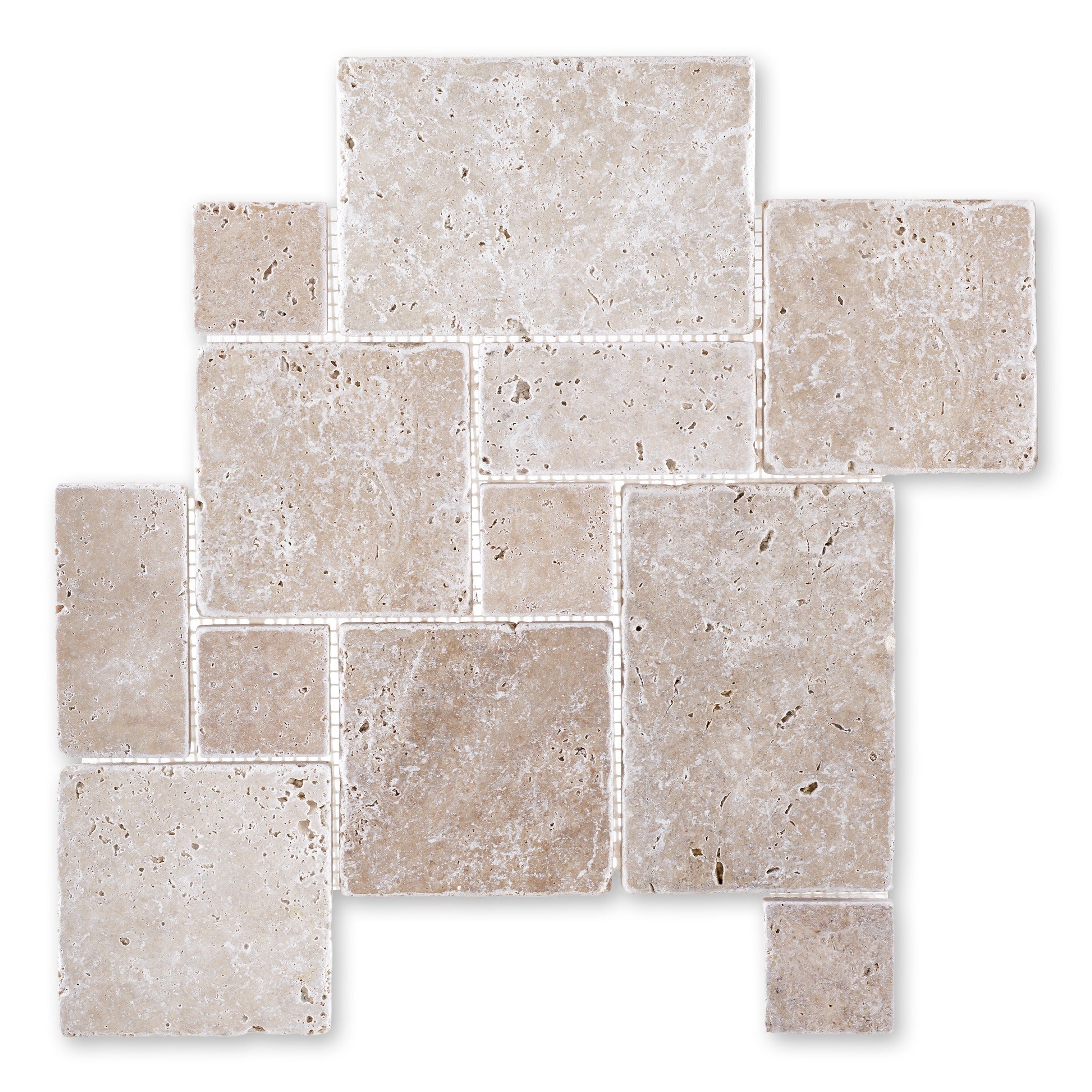WALNUT: Versailles Pattern Mosaic (12"×12"×3/8" | tumbled)