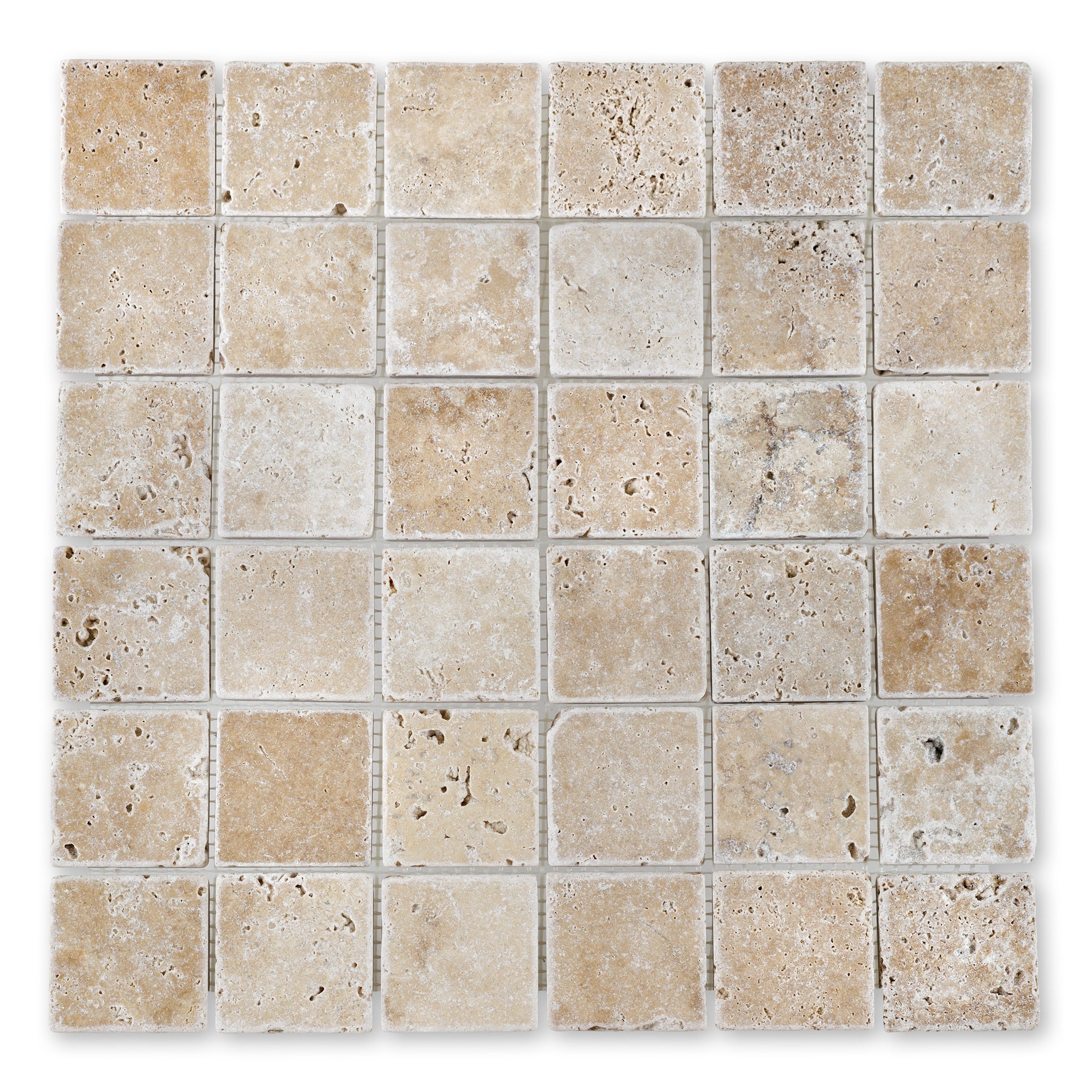WALNUT: 2" Straight Stack Mosaic (12"×12"×3/8" | tumbled)