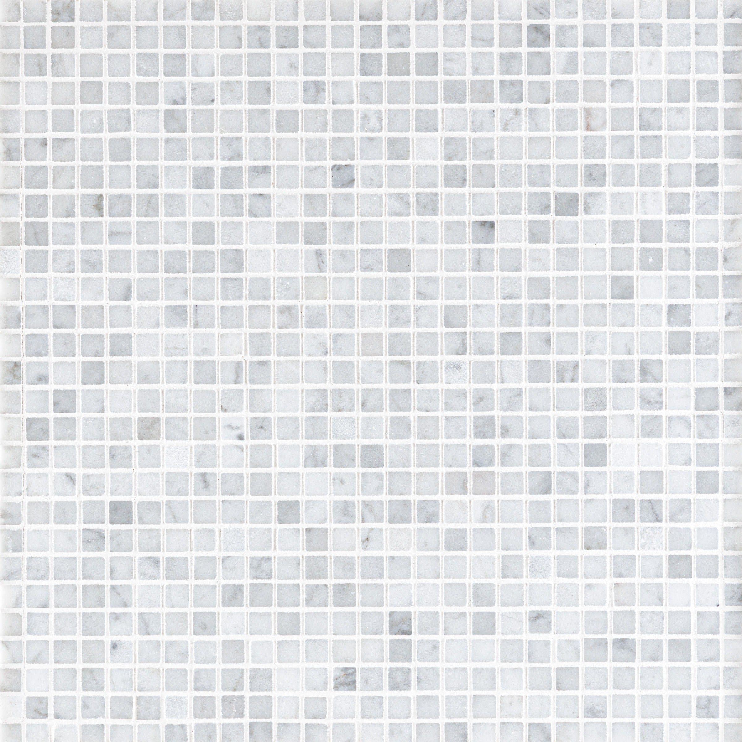 WHITE CARRARA: 3/8" Straight Stack Mosaic (12"×12"×3/8" | honed)