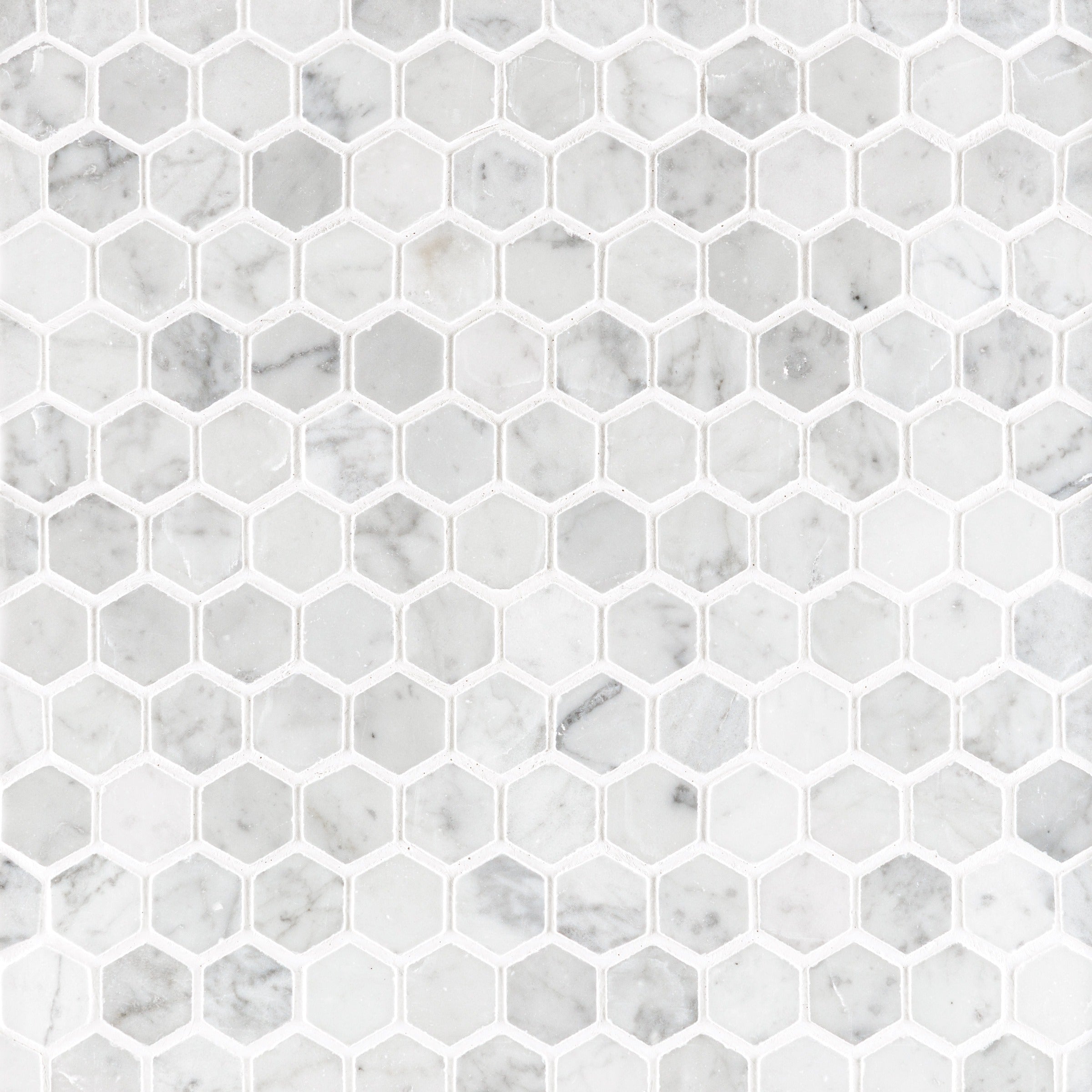 WHITE CARRARA: Hexagonal Mosaic (11 1/4"Γ11 1/2"Γ3/8" | honed)