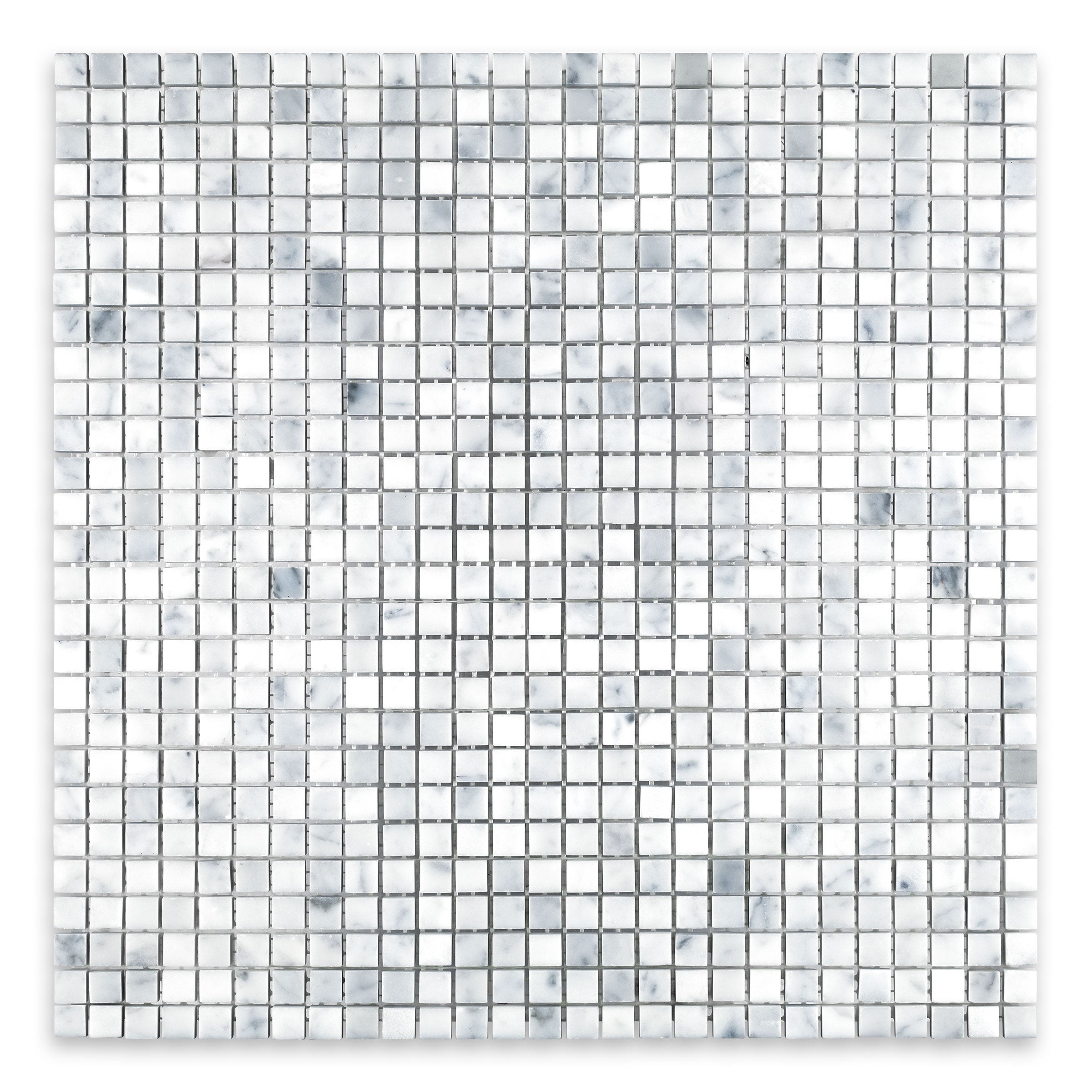 WHITE CARRARA: 3/8" Straight Stack Mosaic (12"×12"×3/8" | honed)