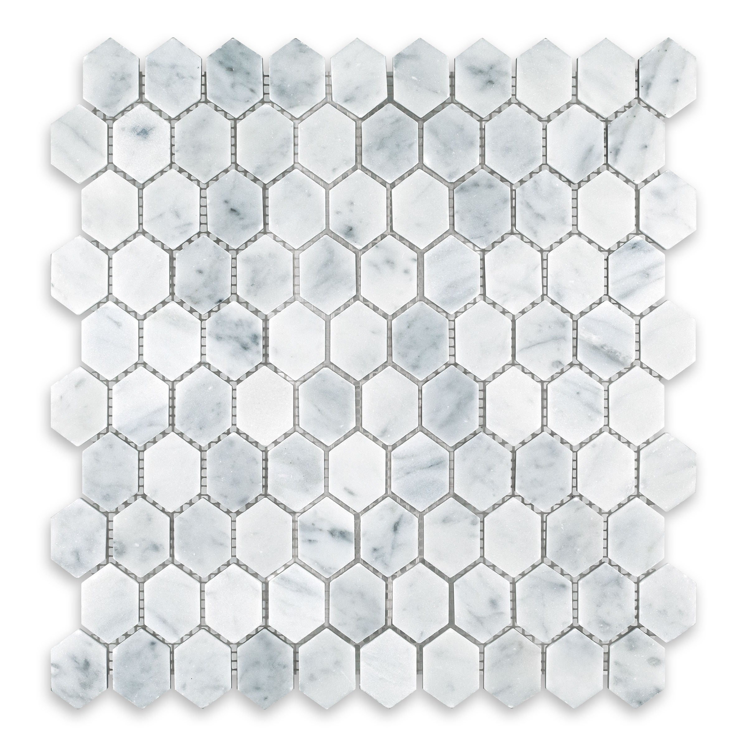 WHITE CARRARA: Hexagonal Mosaic (11"×11 3/4"×3/8" | polished)