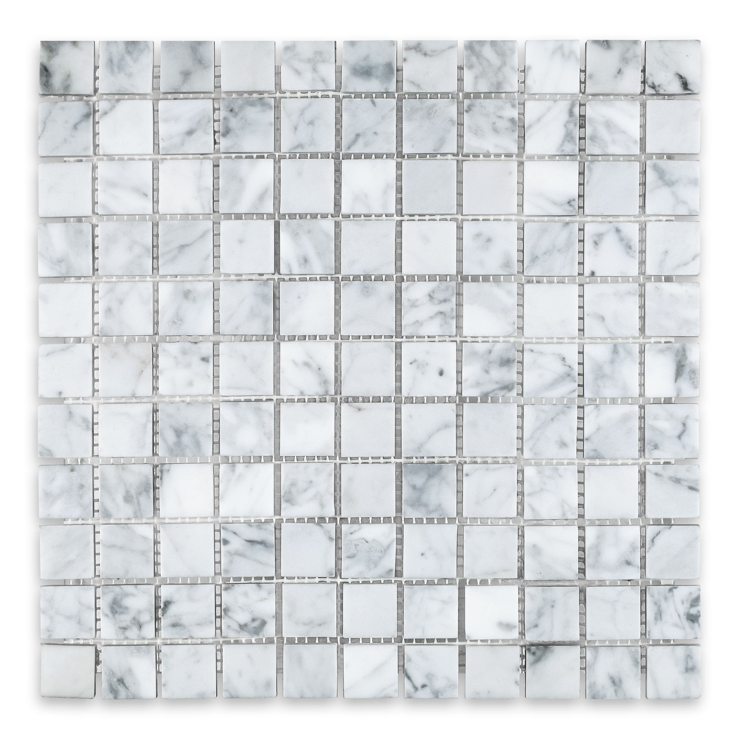 WHITE CARRARA: 1" Straight Stack Mosaic (12"×12"×3/8" | honed)