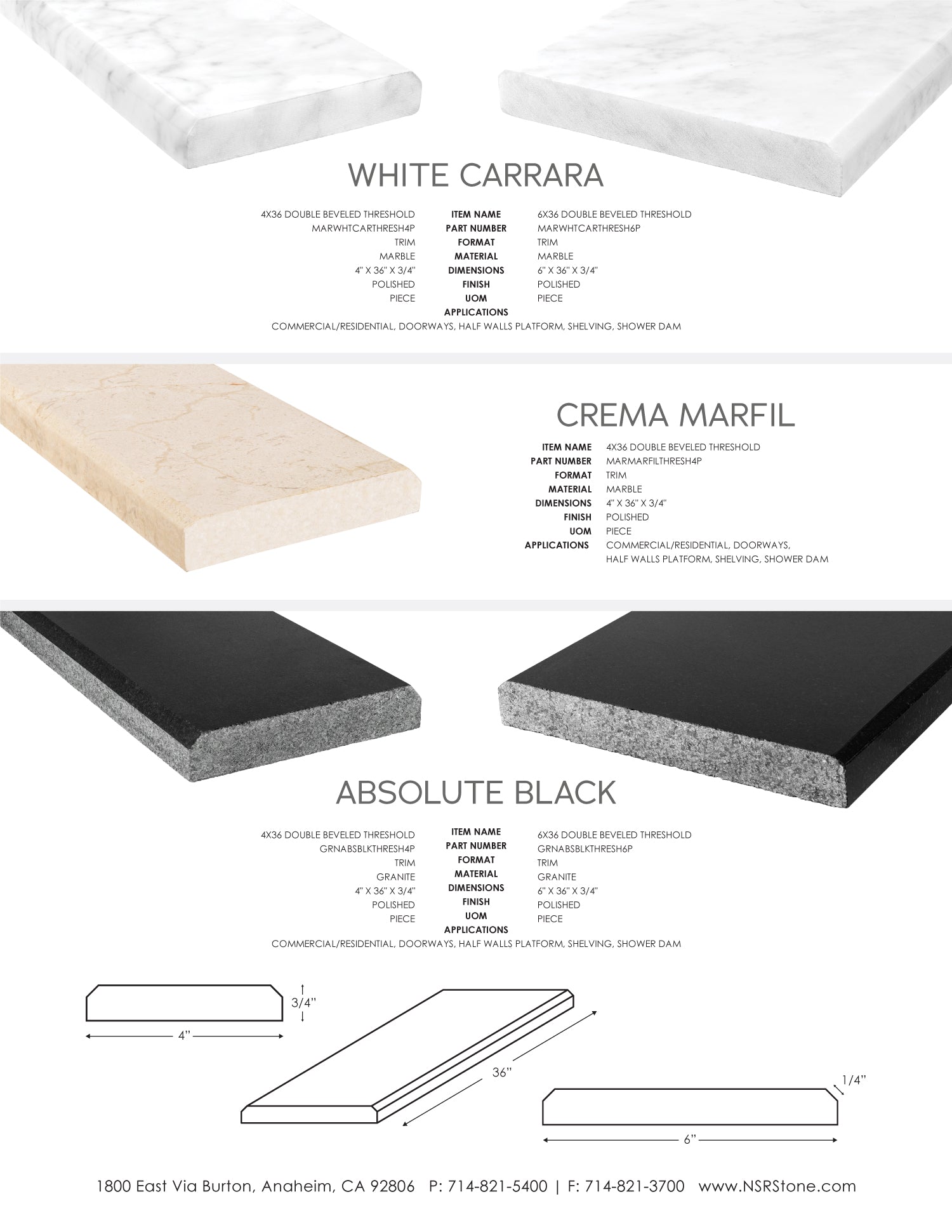 ABSOLUTE BLACK: Pavers (6"Γ36"Γ3/4" | polished)