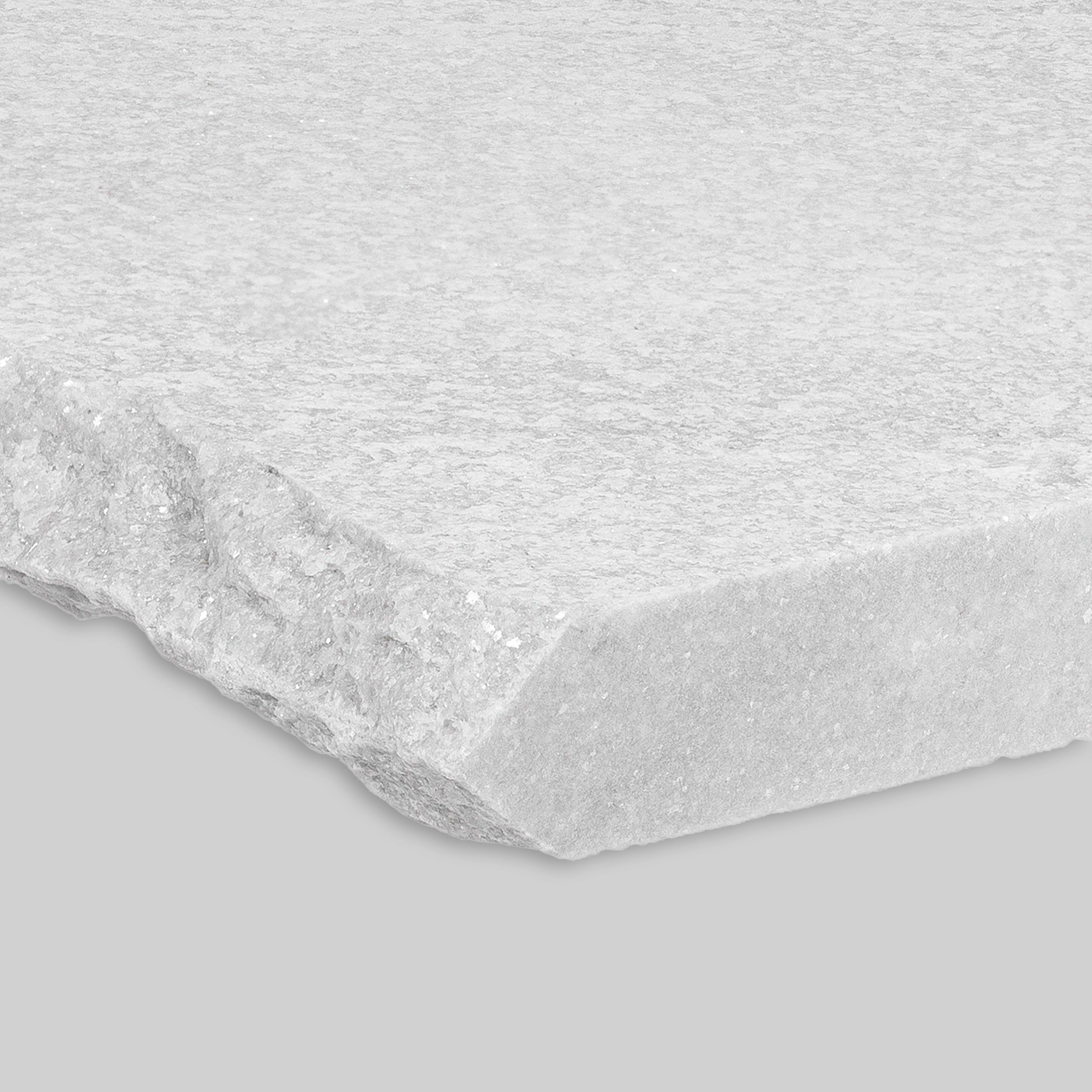 WHITE QUARTZITE: Field Tile (12"×24"×1 9/16" | flamed & brushed | chiseled edge)