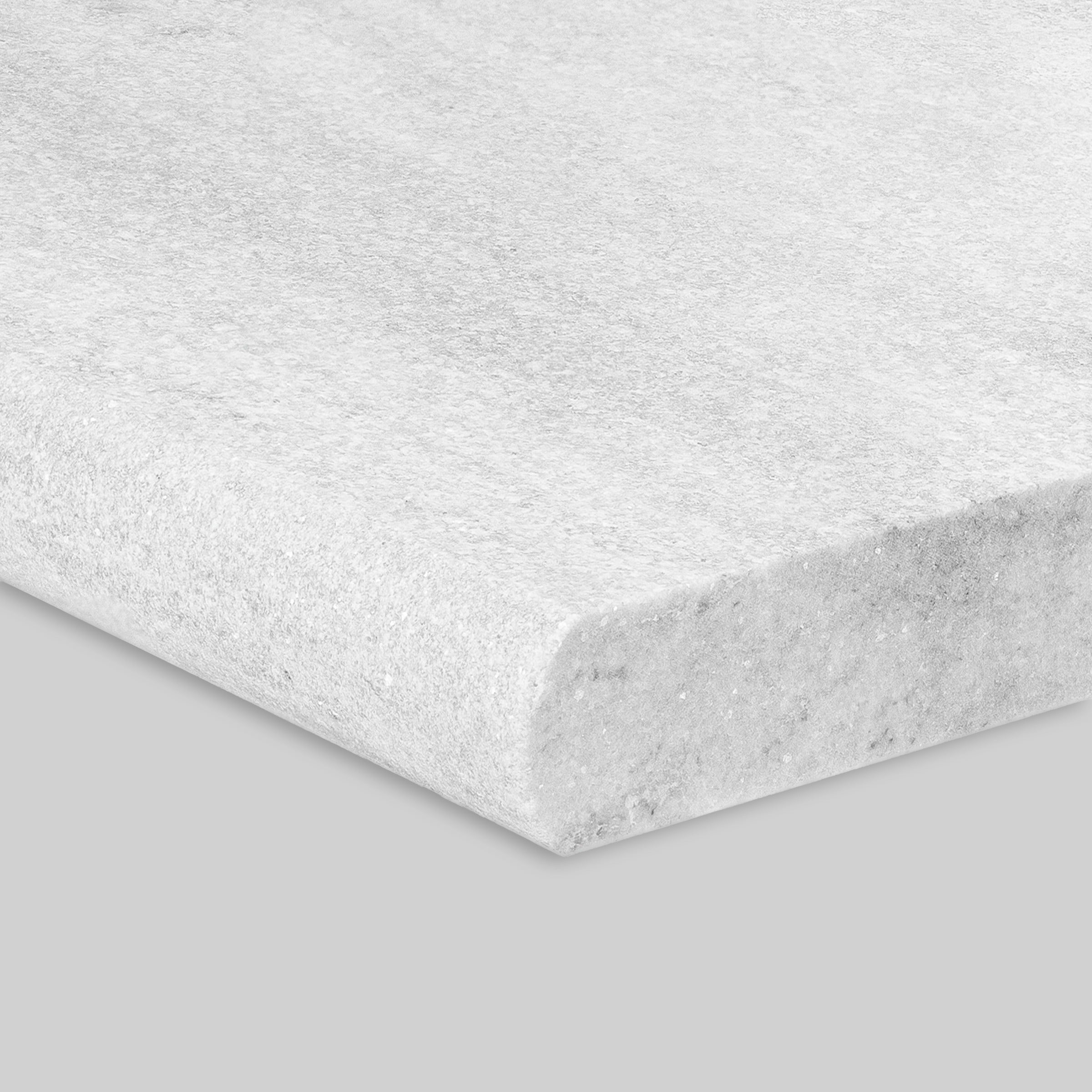 WHITE QUARTZITE: Field Tile (12"×24"×1 9/16" | flamed & brushed | bullnose edge)