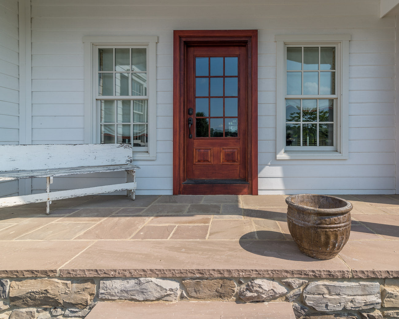 Classic Step Autumn Brown step by Old World Flagstone, primary product image, 16.0" x 48.0" x 6.0" size. Premium stone veneer for exterior and interior walls.