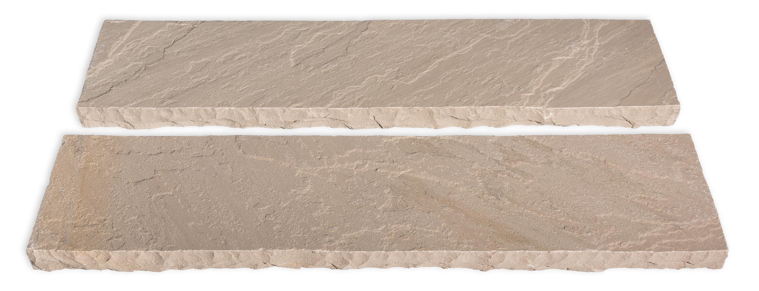 Artisan Tread Autumn Brown tread by Old World Flagstone, primary product image, 24.0" x 84.0" x 2.0" size. Premium stone veneer for exterior and interior walls.