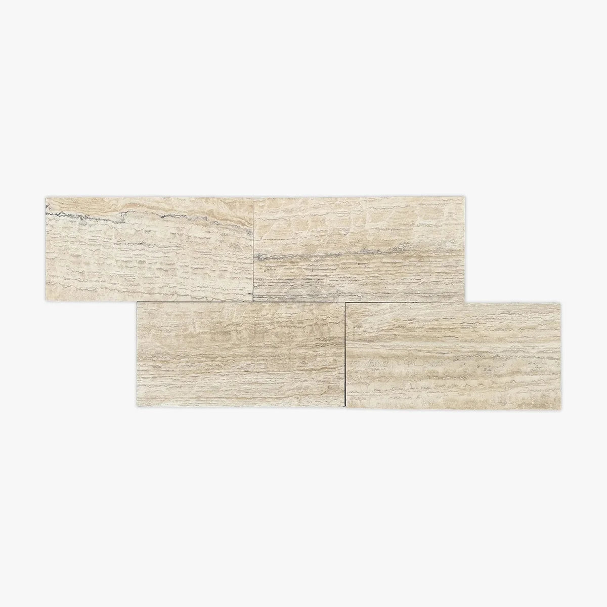 Essentials Natural Stone Gray field tile, product image. Premium travertine for floors and walls.