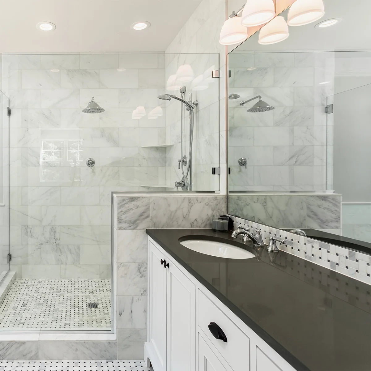 Asian Statuary Honed Marble White field tile, product image. Premium marble for floors and walls.