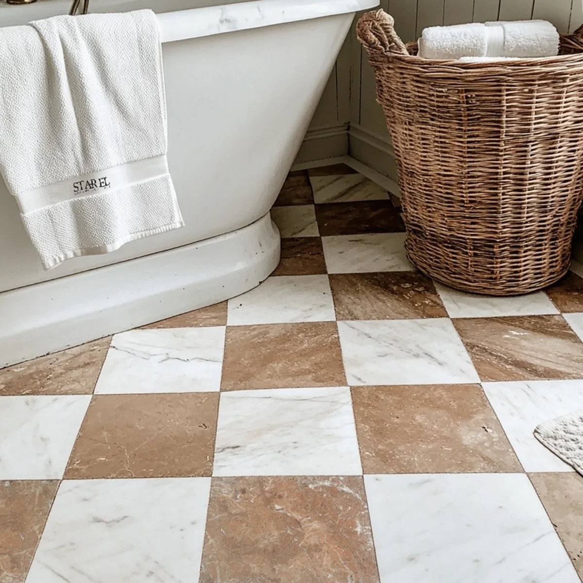 Checkerboard Patterns Multicolor checkerboard tile, product image. Premium marble for floors and walls.