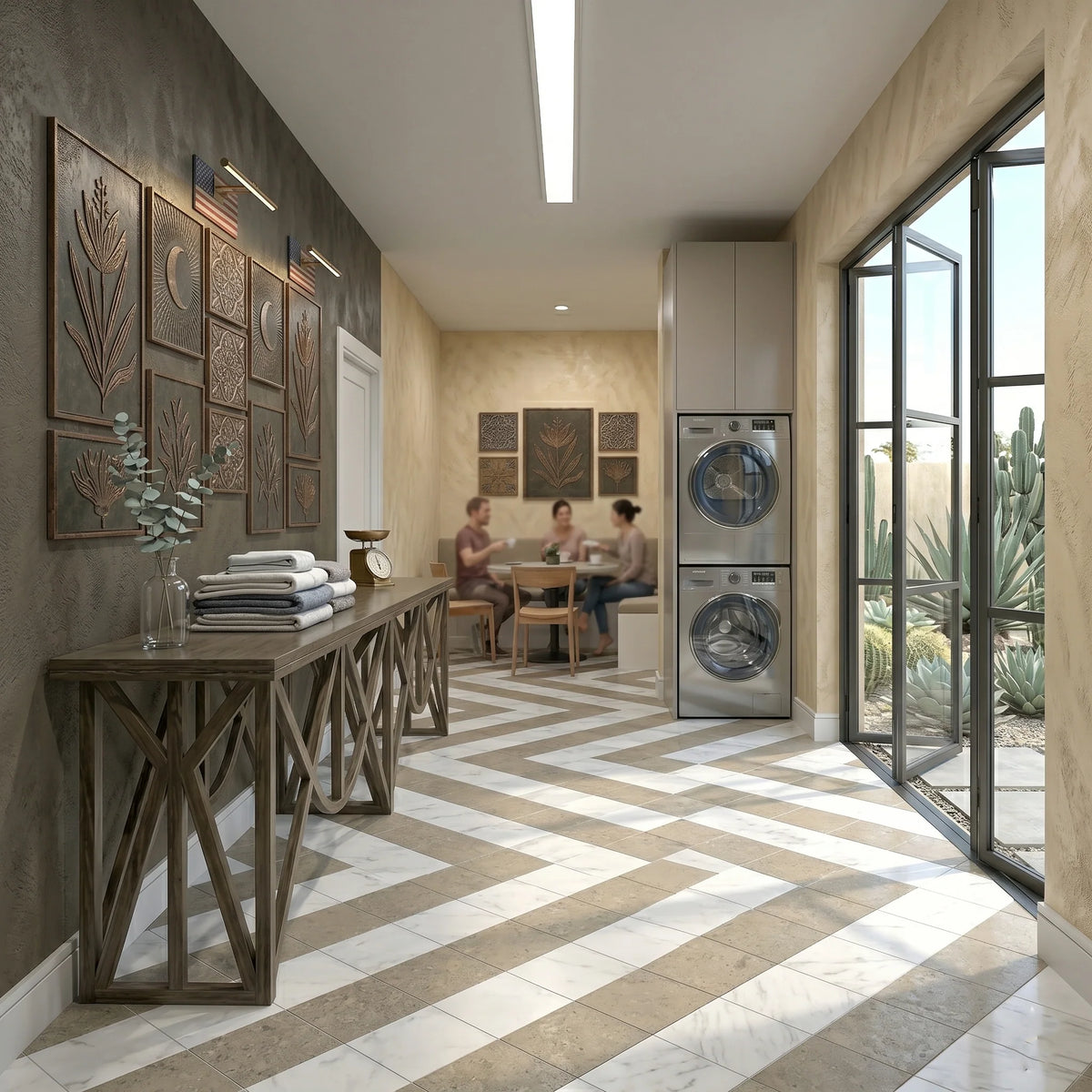 Checkerboard Patterns Multicolor checkerboard tile, product image. Premium marble for floors and walls.