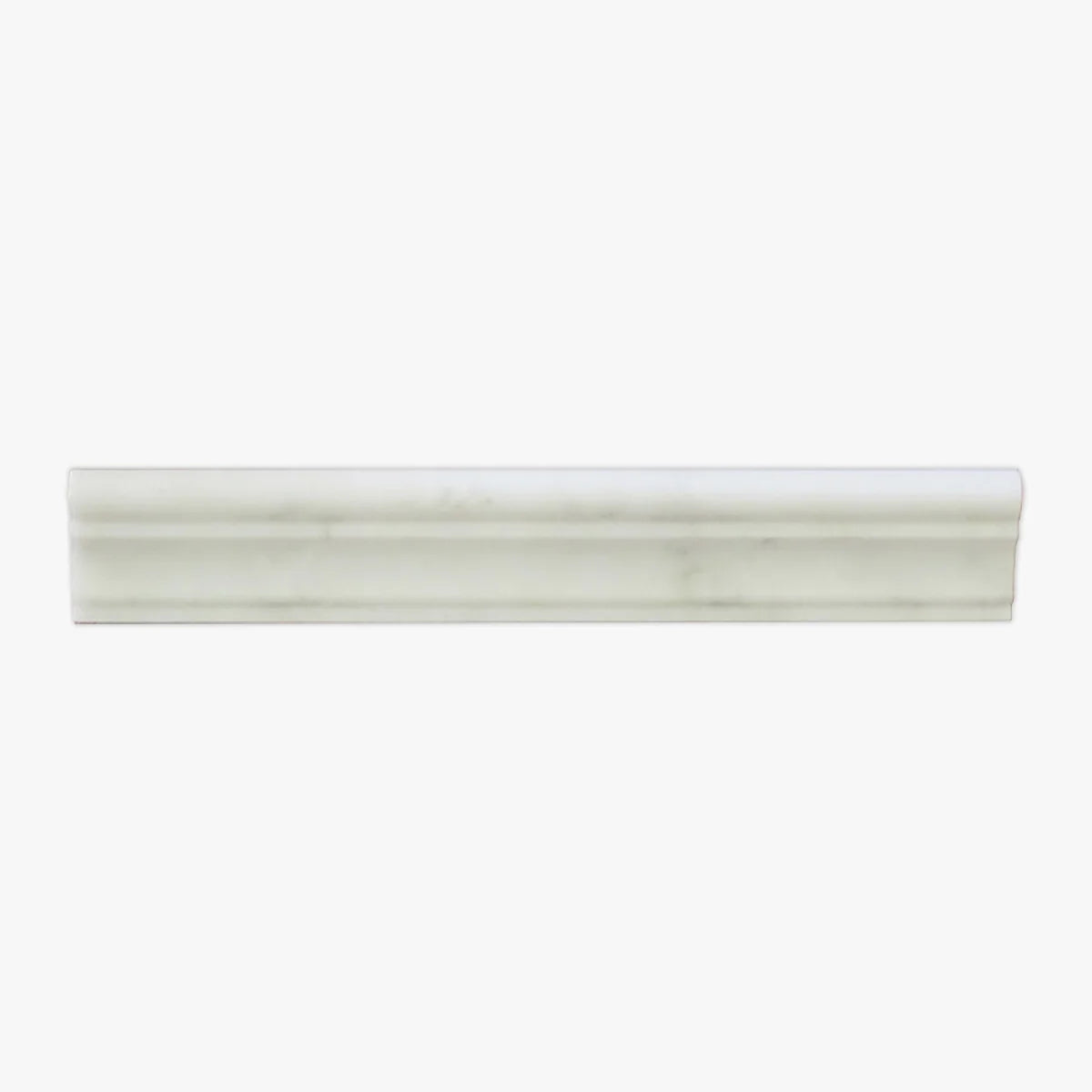 Asian Statuary Polished Marble White moulding, top-down product view. Premium marble for floors and walls.