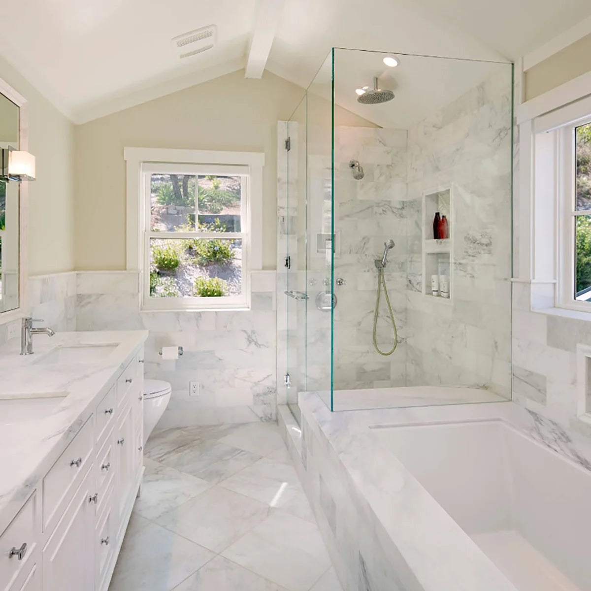 Asian Statuary Honed Marble White field tile, product image. Premium marble for floors and walls.