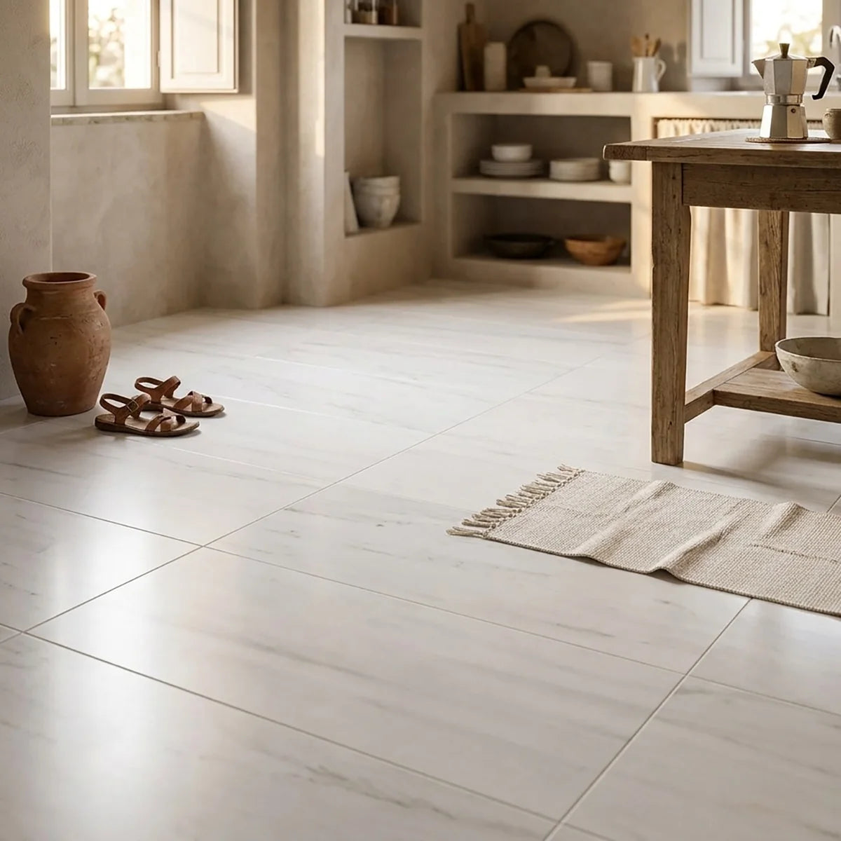 Bianco Dolomite Honed Marble White field tile, product image. Premium dolomite for floors and walls.