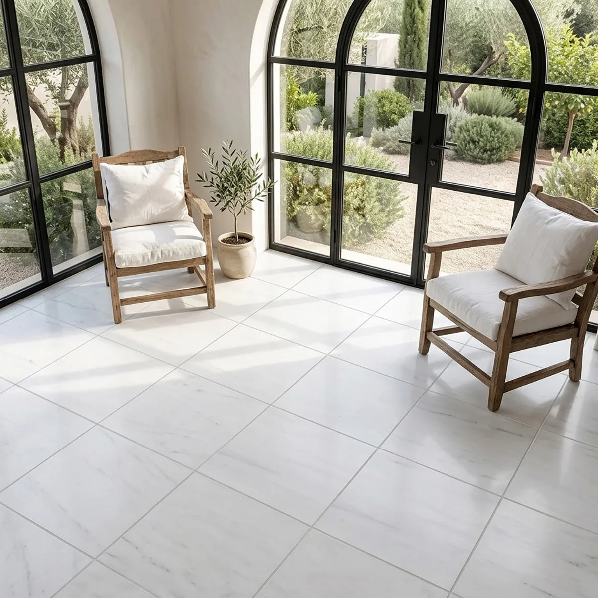 Bianco Dolomite Polished Marble White field tile, product image. Premium dolomite for floors and walls.