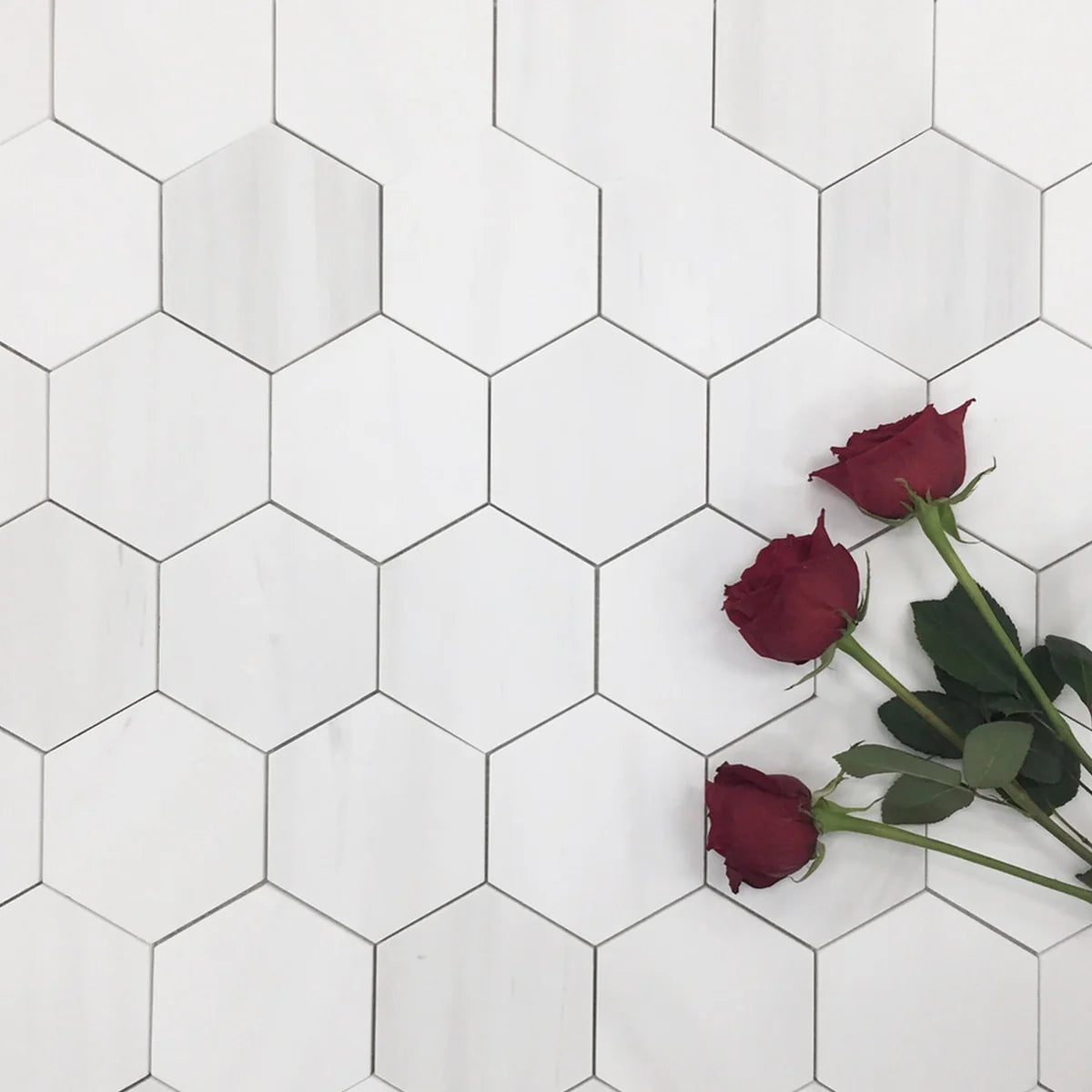 Bianco Dolomite Polished Marble White mosaic, product image. Premium dolomite for floors and walls.