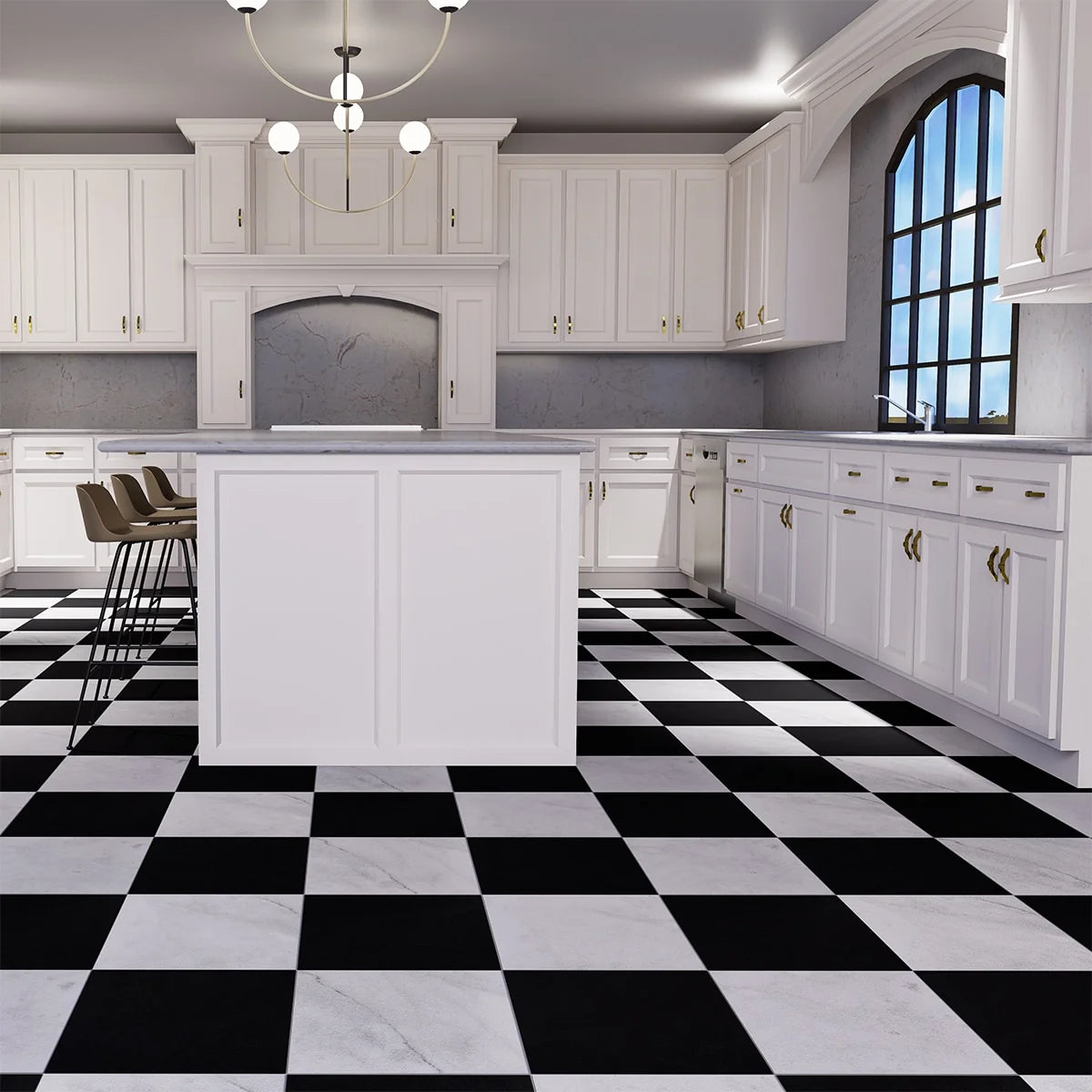 Checkerboard Patterns Multicolor checkerboard tile, product image. Premium marble for floors and walls.