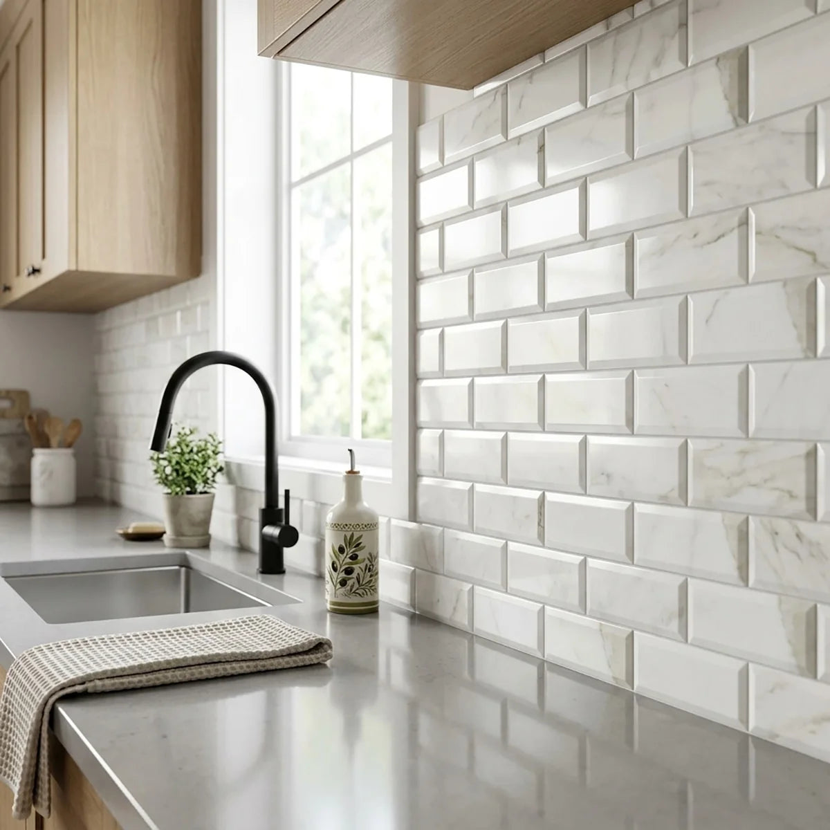 Calacatta Gold Honed Marble White field tile, product image. Premium marble for floors and walls.
