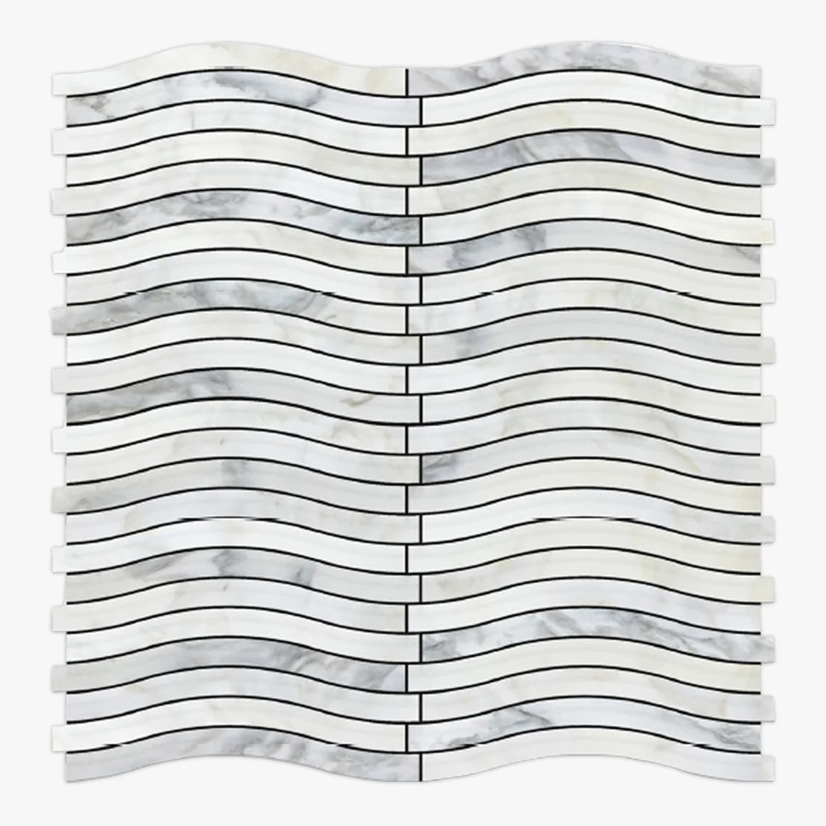 Calacatta Oliva Honed Marble White mosaic, product image. Premium marble for floors and walls.