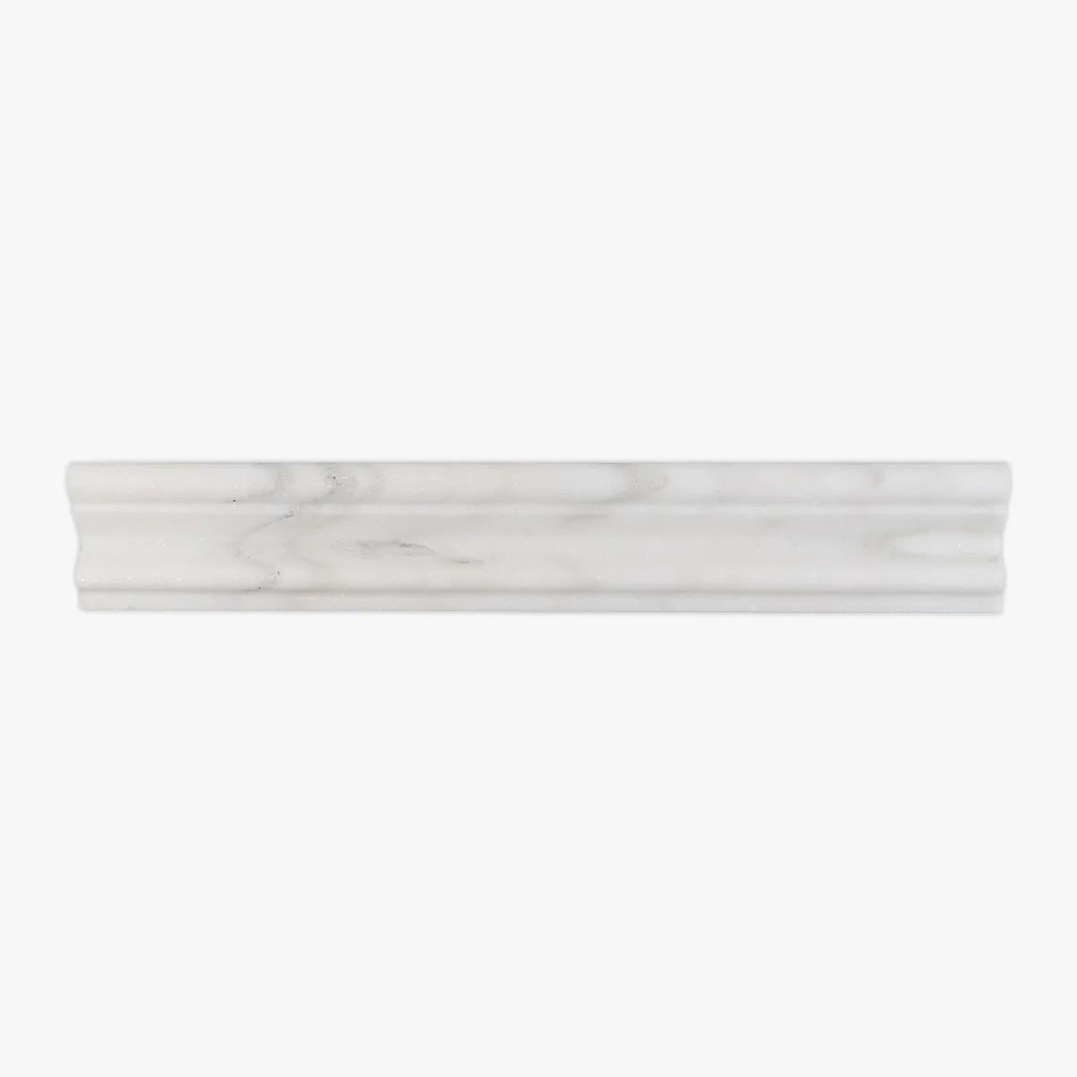 Calacatta Oliva Honed Marble White moulding, top-down product view. Premium marble for floors and walls.