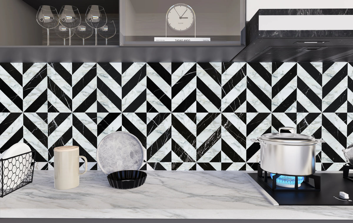 Calacatta Oliva Honed Marble White mosaic, product image. Premium marble for floors and walls.