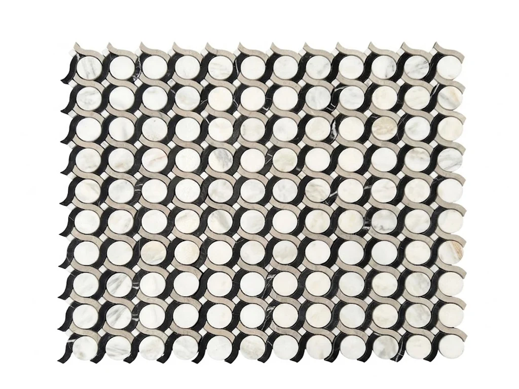 Calacatta Oliva Honed Marble White mosaic, product image. Premium marble for floors and walls.