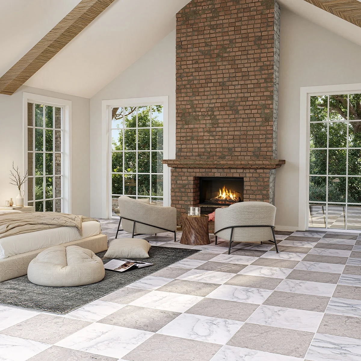Checkerboard Patterns Multicolor checkerboard tile, product image. Premium marble for floors and walls.