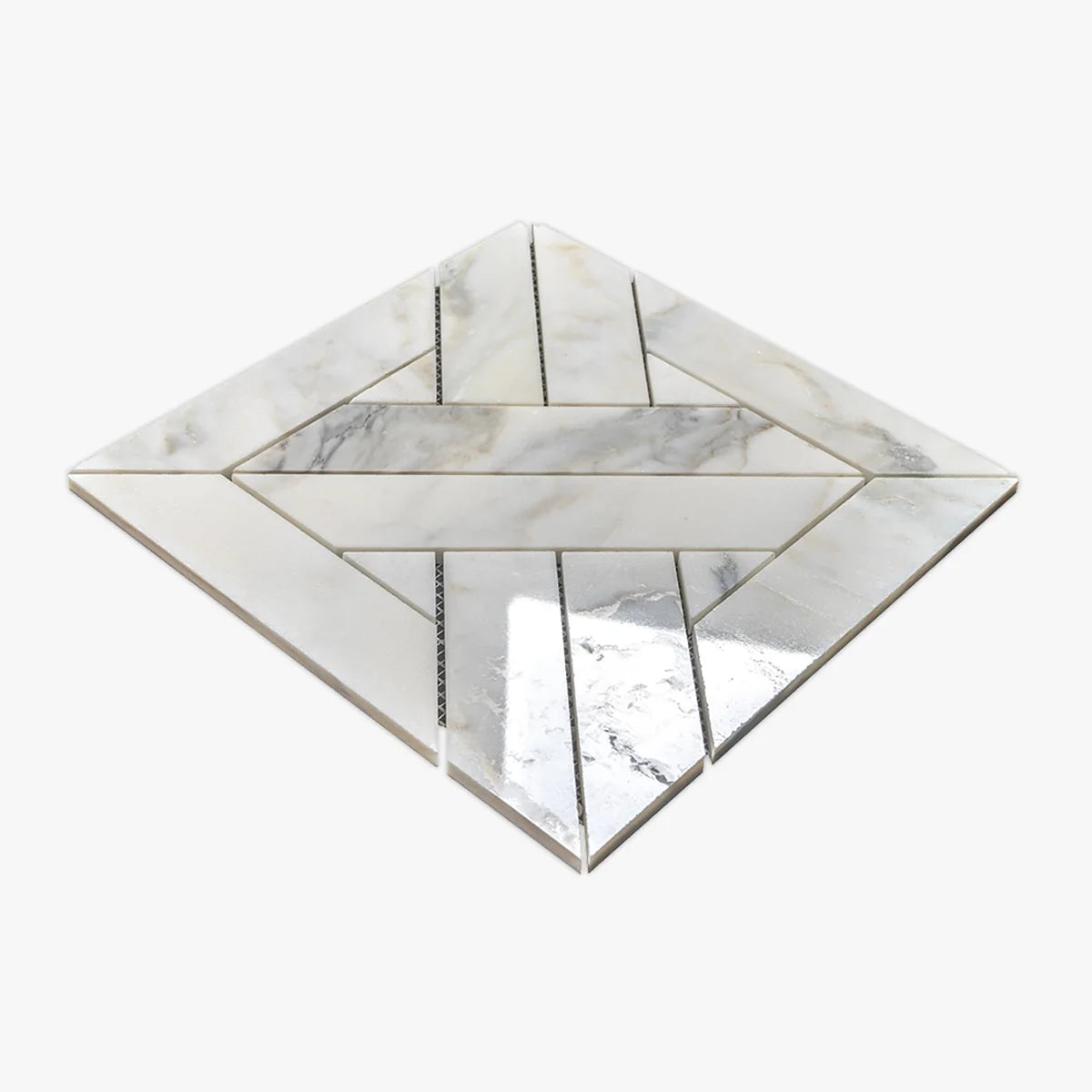 Calacatta Oliva Polished Marble White mosaic, product image. Premium marble for floors and walls.