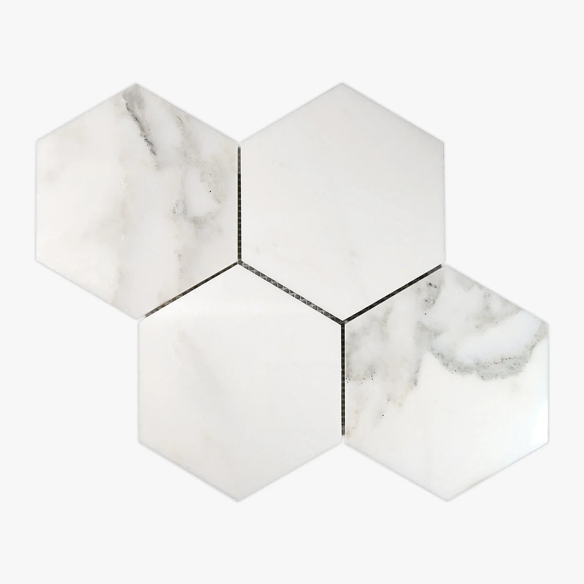Calacatta Oliva Polished Marble White mosaic, product image. Premium marble for floors and walls.