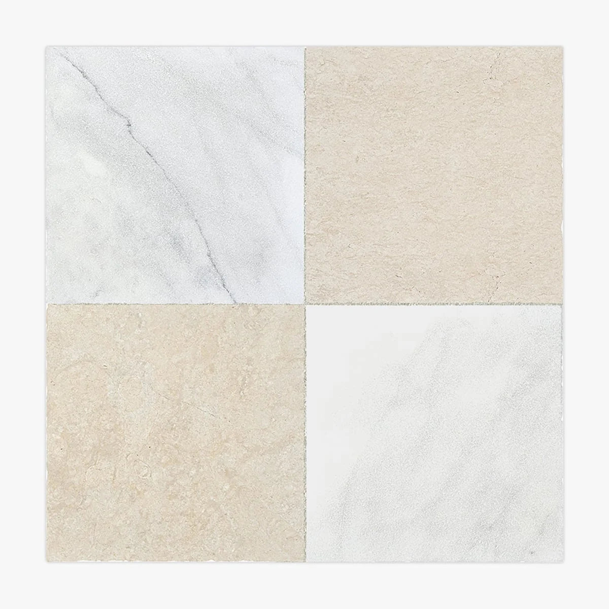 Checkerboard Patterns Multicolor checkerboard tile, product image. Premium limestone for floors and walls.