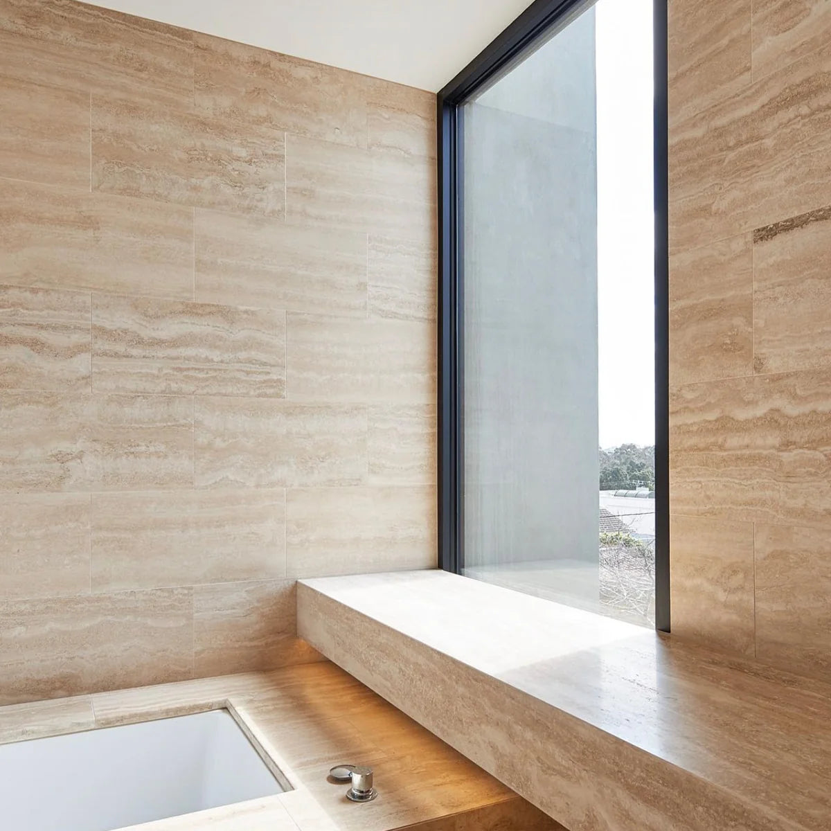 XXL Large Format Beige field tile, product image. Premium travertine for floors and walls.