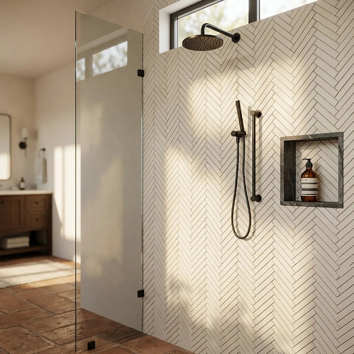 Lymra Limestone Cream mosaic, product image. Premium limestone for floors and walls.
