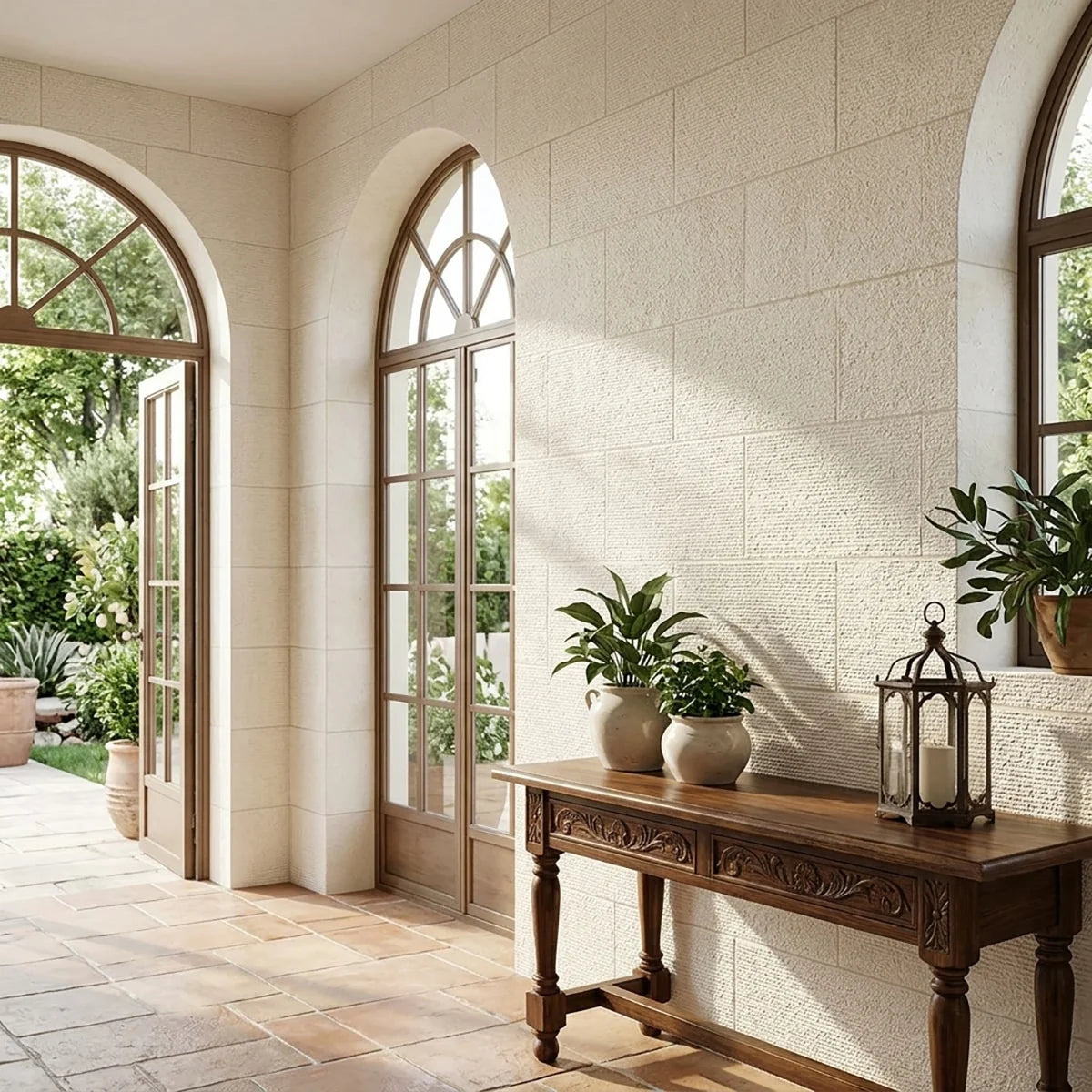 Lymra Limestone Cream field tile, product image. Premium limestone for walls.